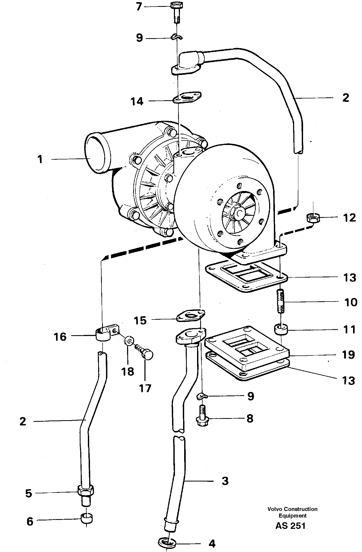 Turbocharger with fitting parts — volvo parts diagram