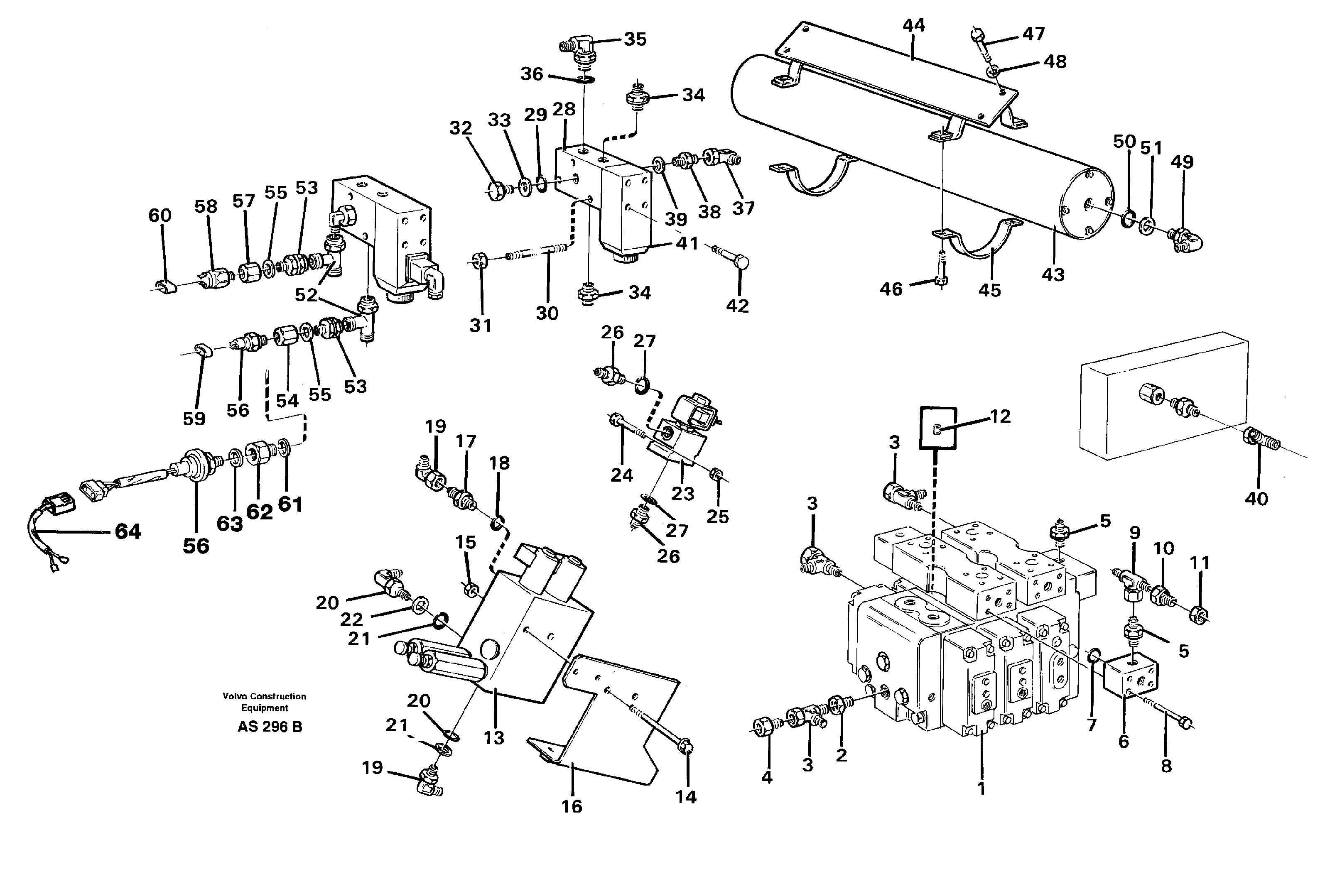 Boom suspension system, valves and nipples  94552 — volvo parts diagram