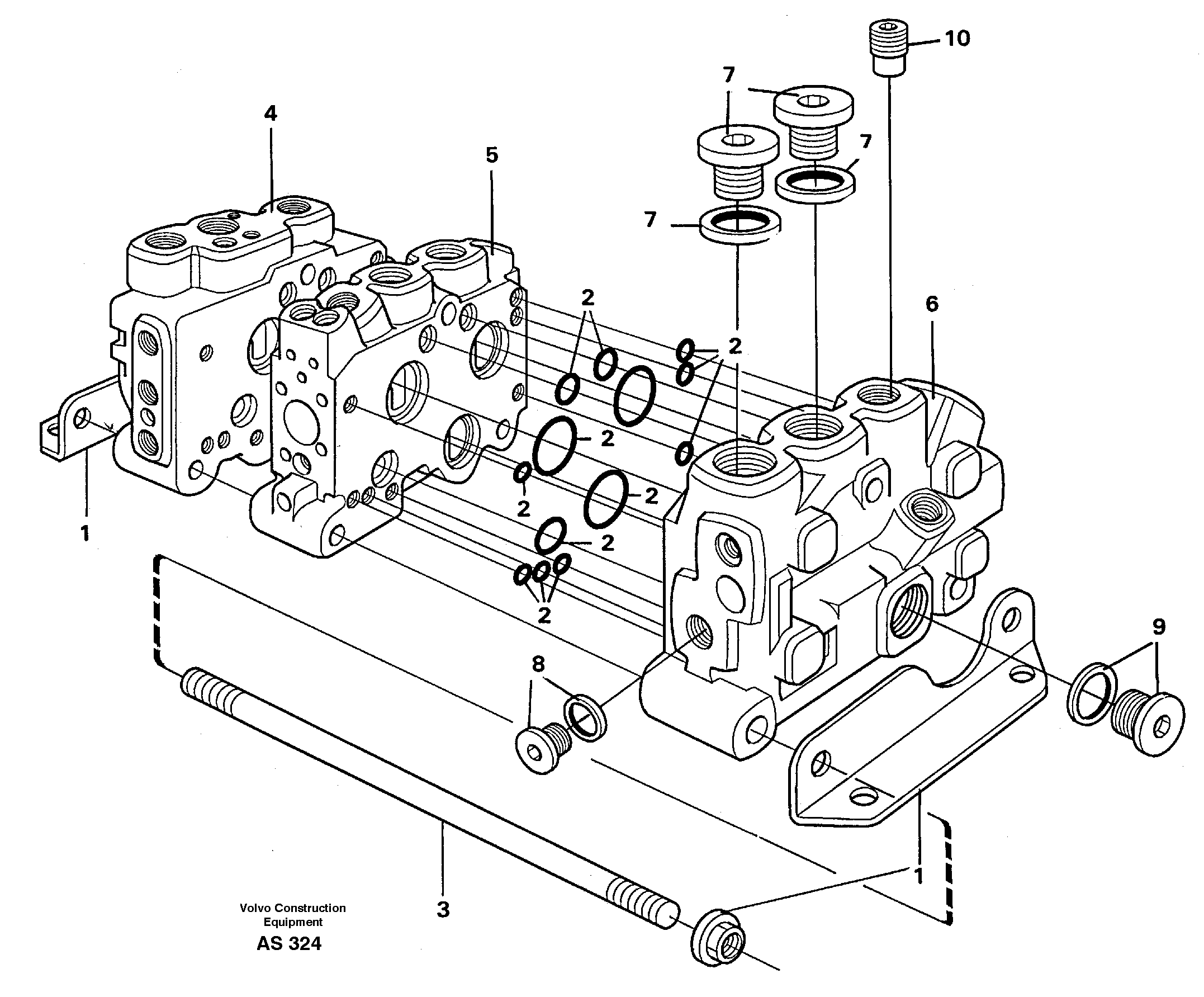 Valve section with assembly parts — volvo parts diagram