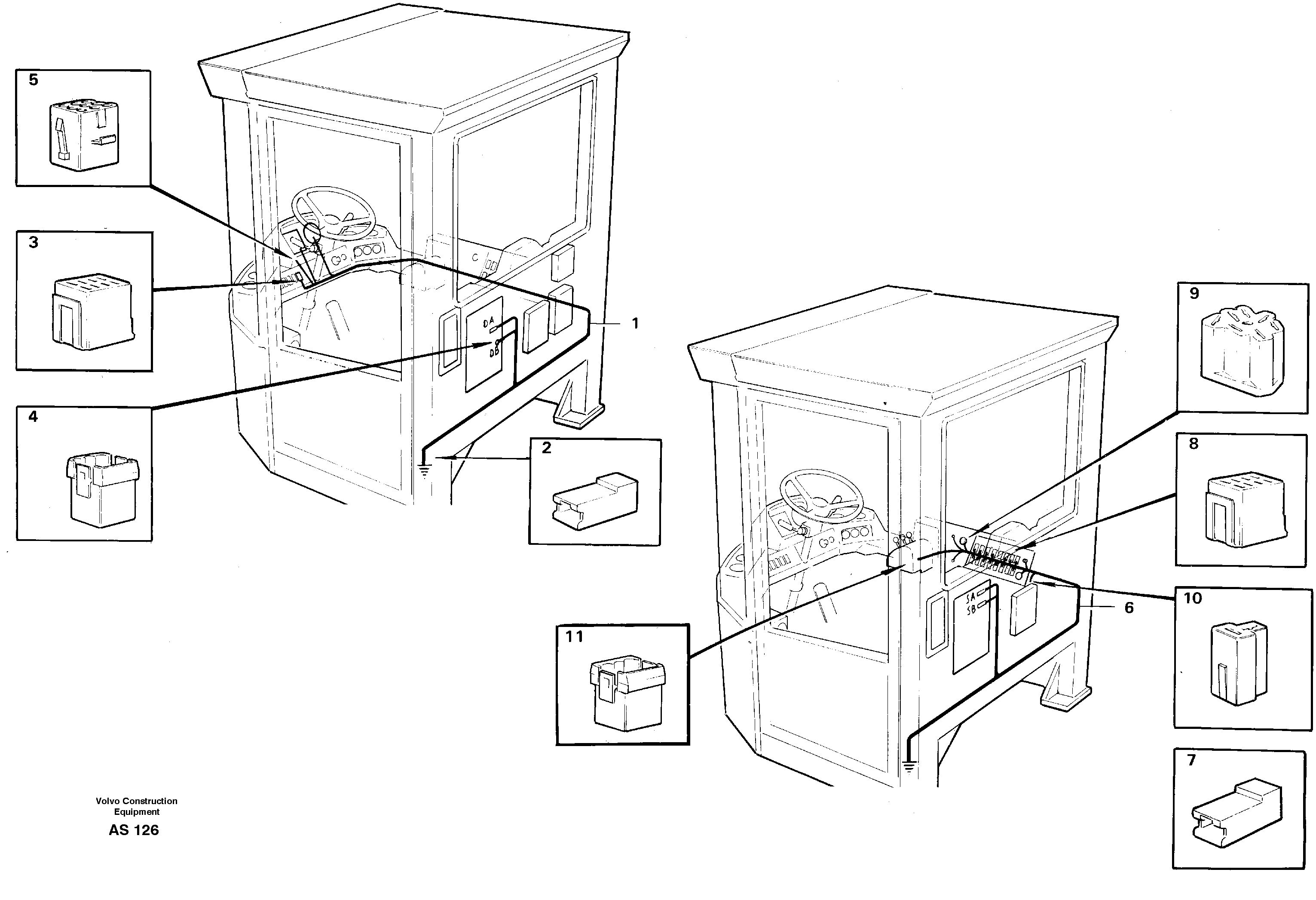 Cable harnesses, cab — volvo parts diagram