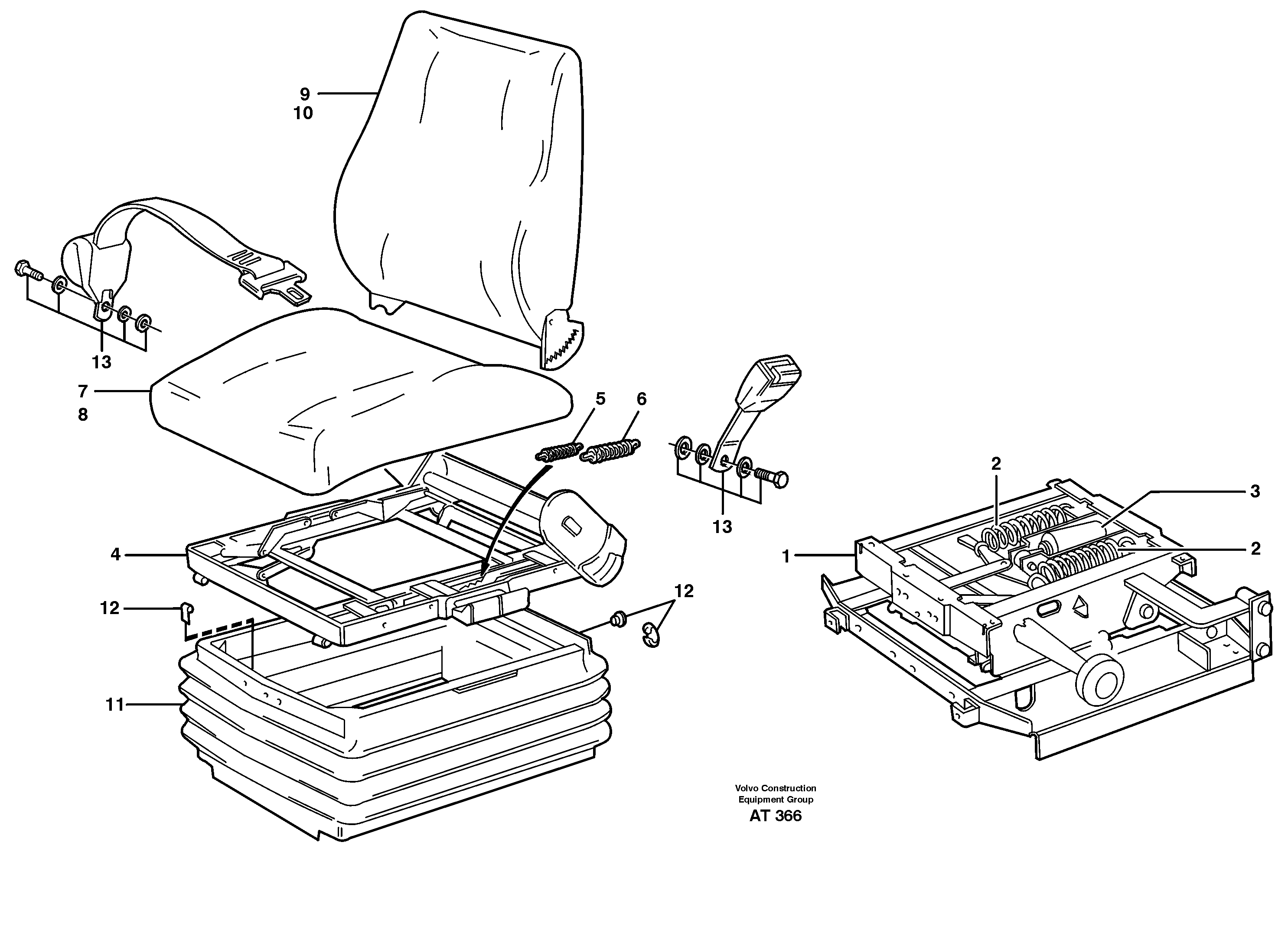 Operator's seat  33159 — volvo parts diagram