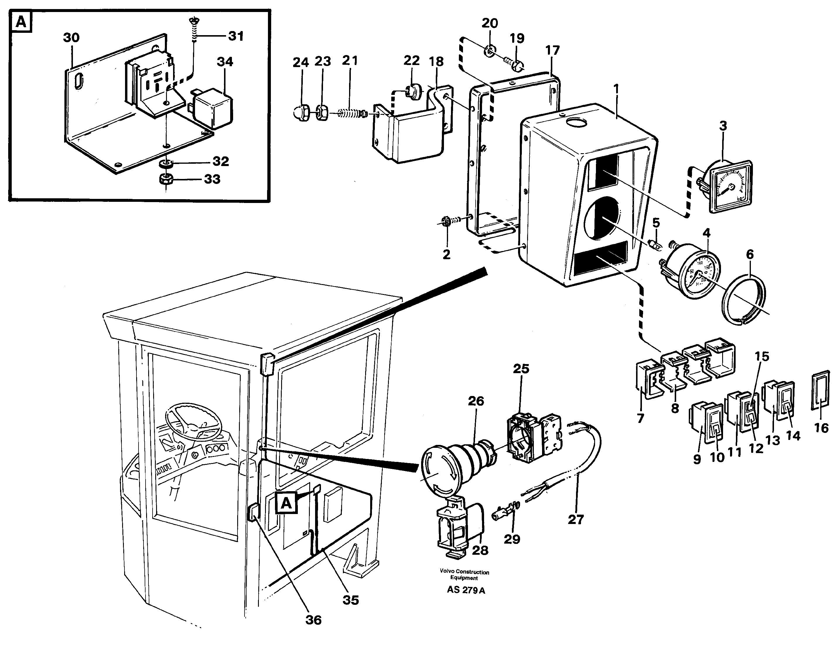 Instrument, equipment hydraulic, Heavy Duty 93637 — volvo parts diagram
