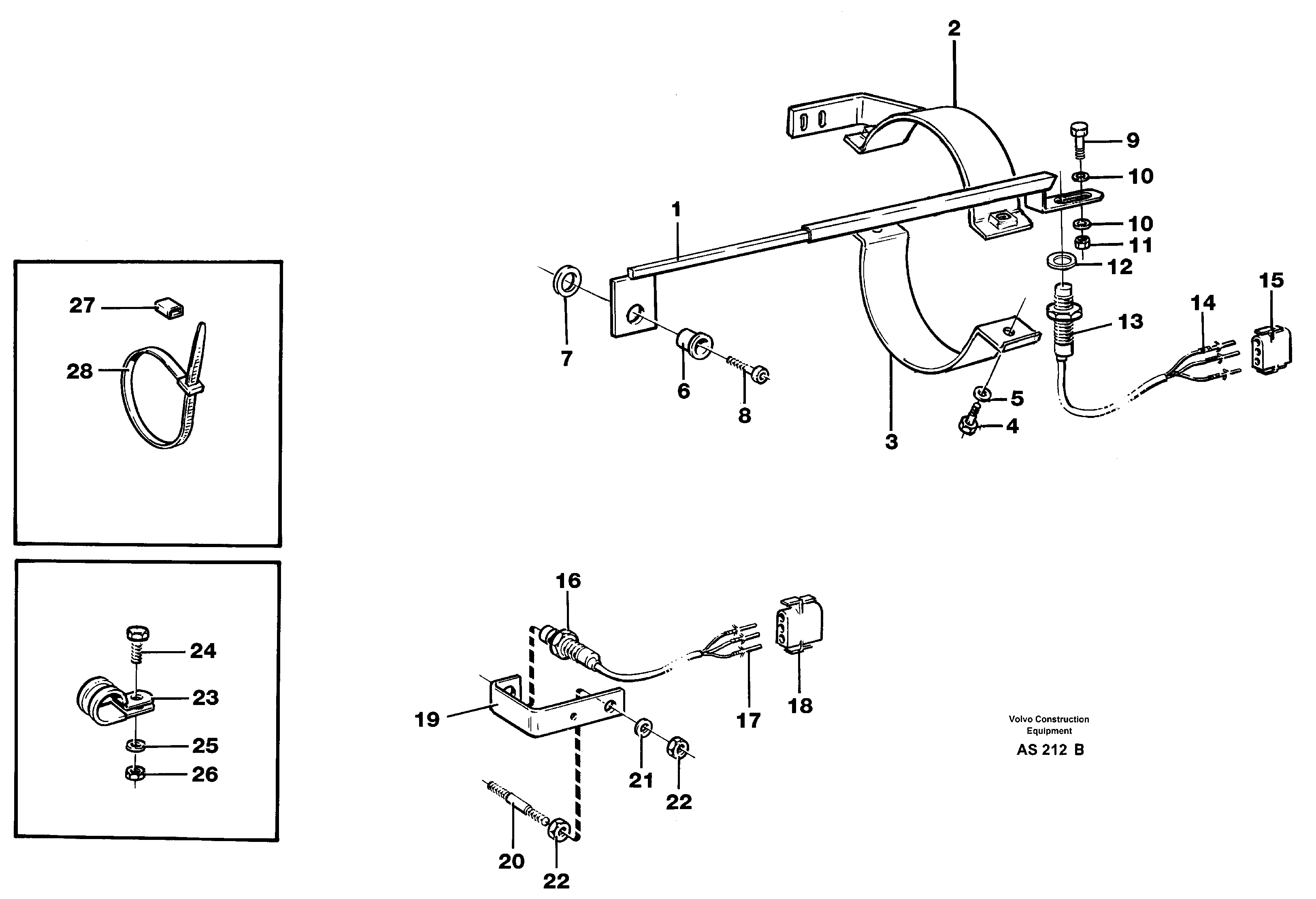 Bucket positioner and boom kickout STD, 92163, 92164, 80038 — volvo parts diagram