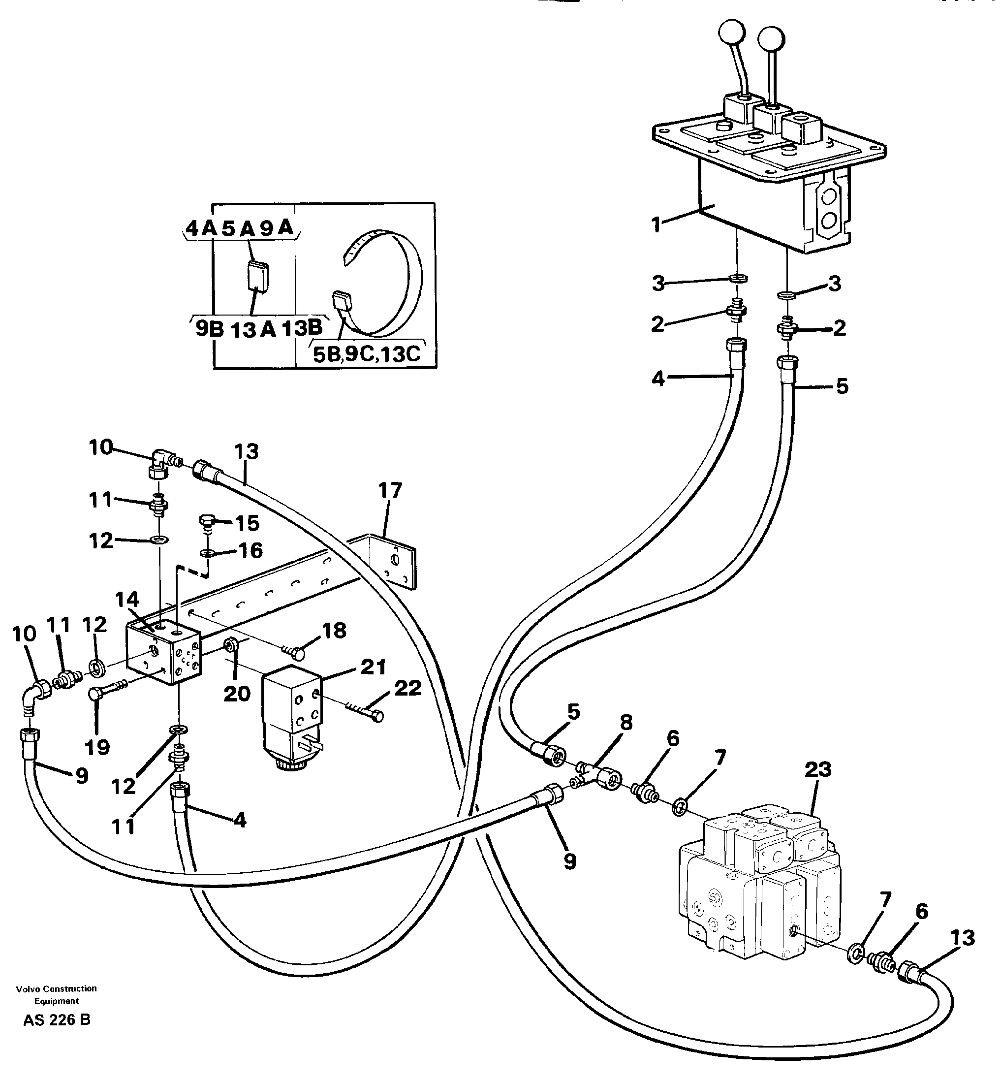 Servo system: Control lines Lifting — volvo parts diagram