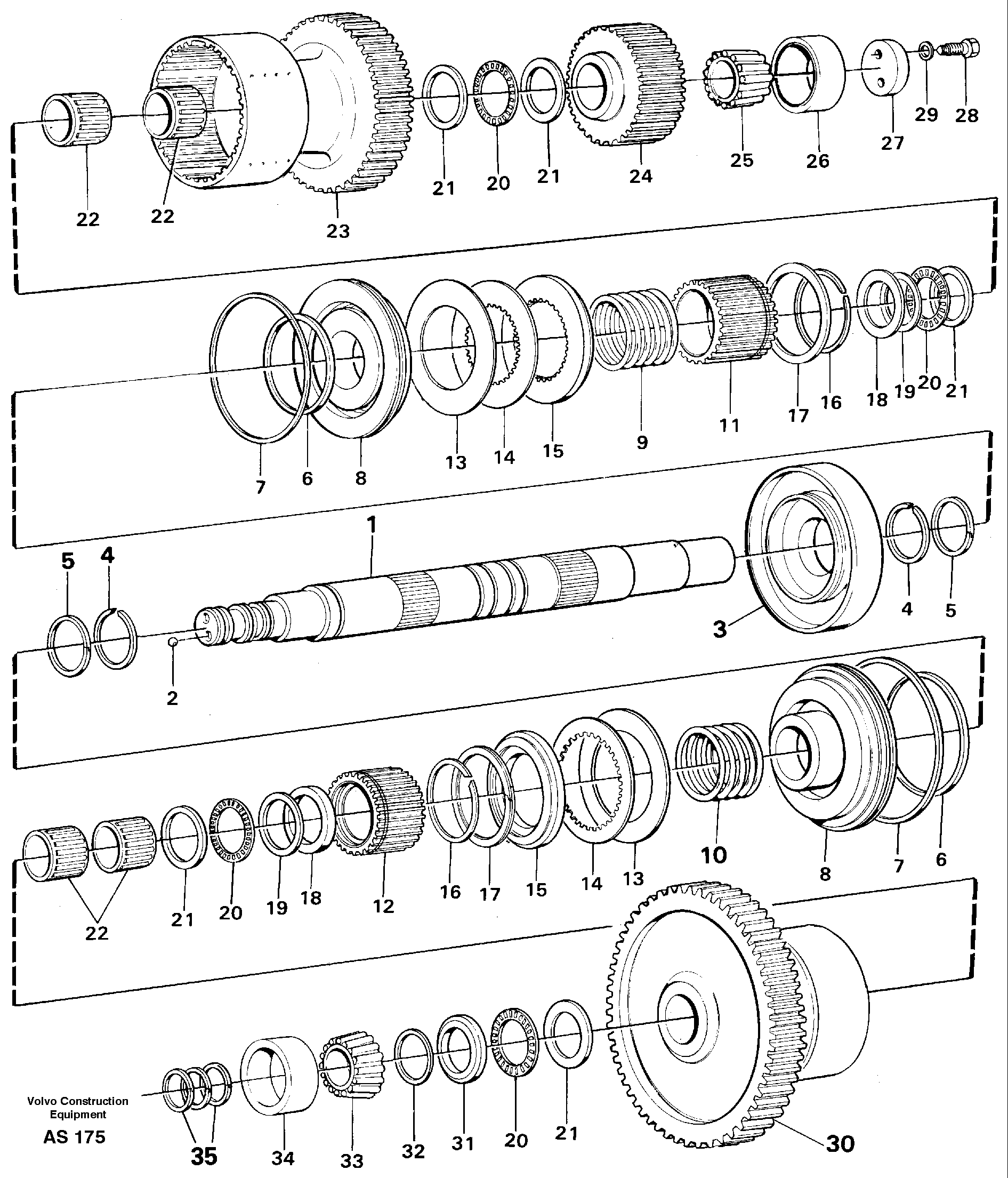 Hydraulic clutch 1:st and 2:nd speeds — volvo parts diagram