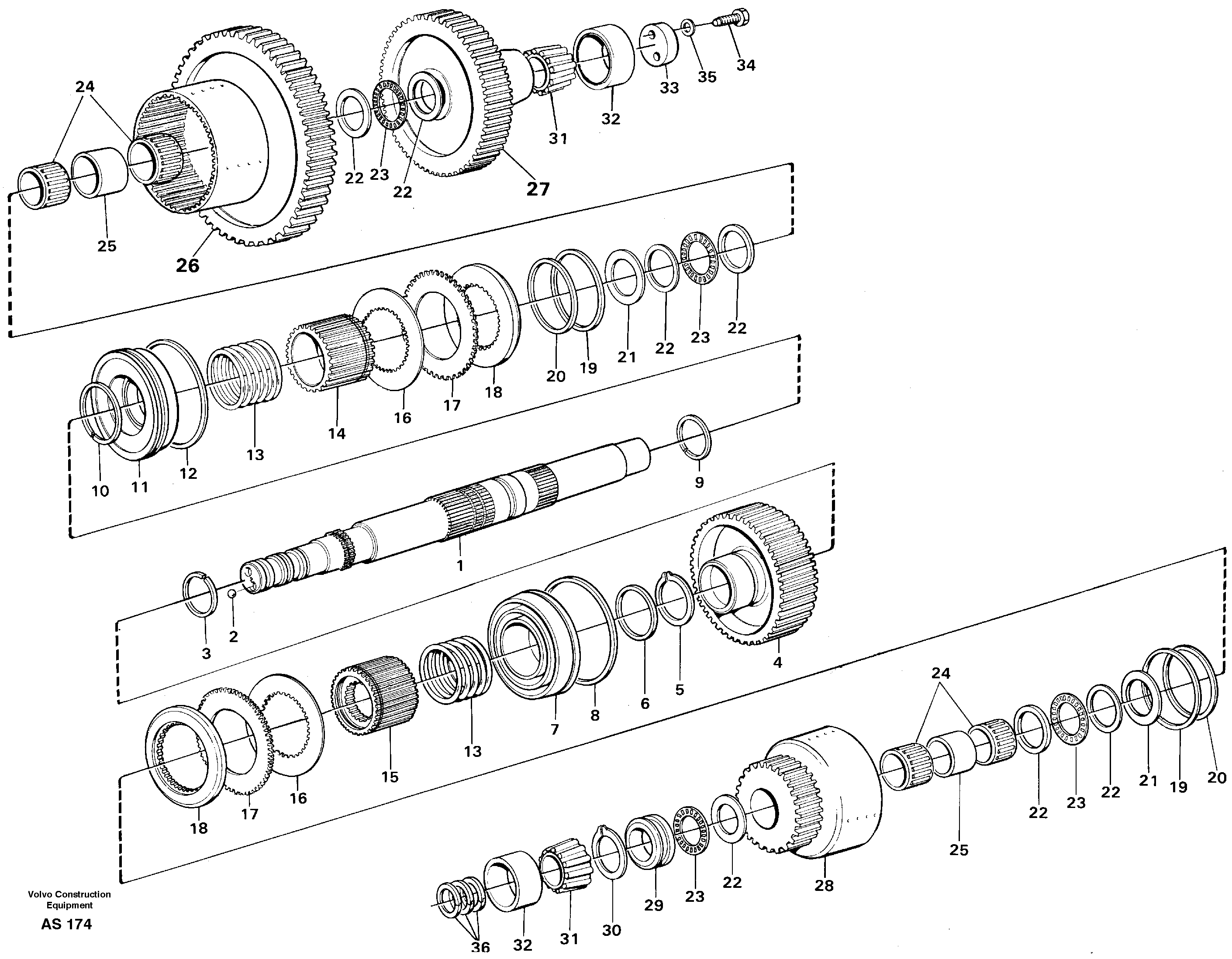 Hydraulic clutch rear/4:th speeds — volvo parts diagram