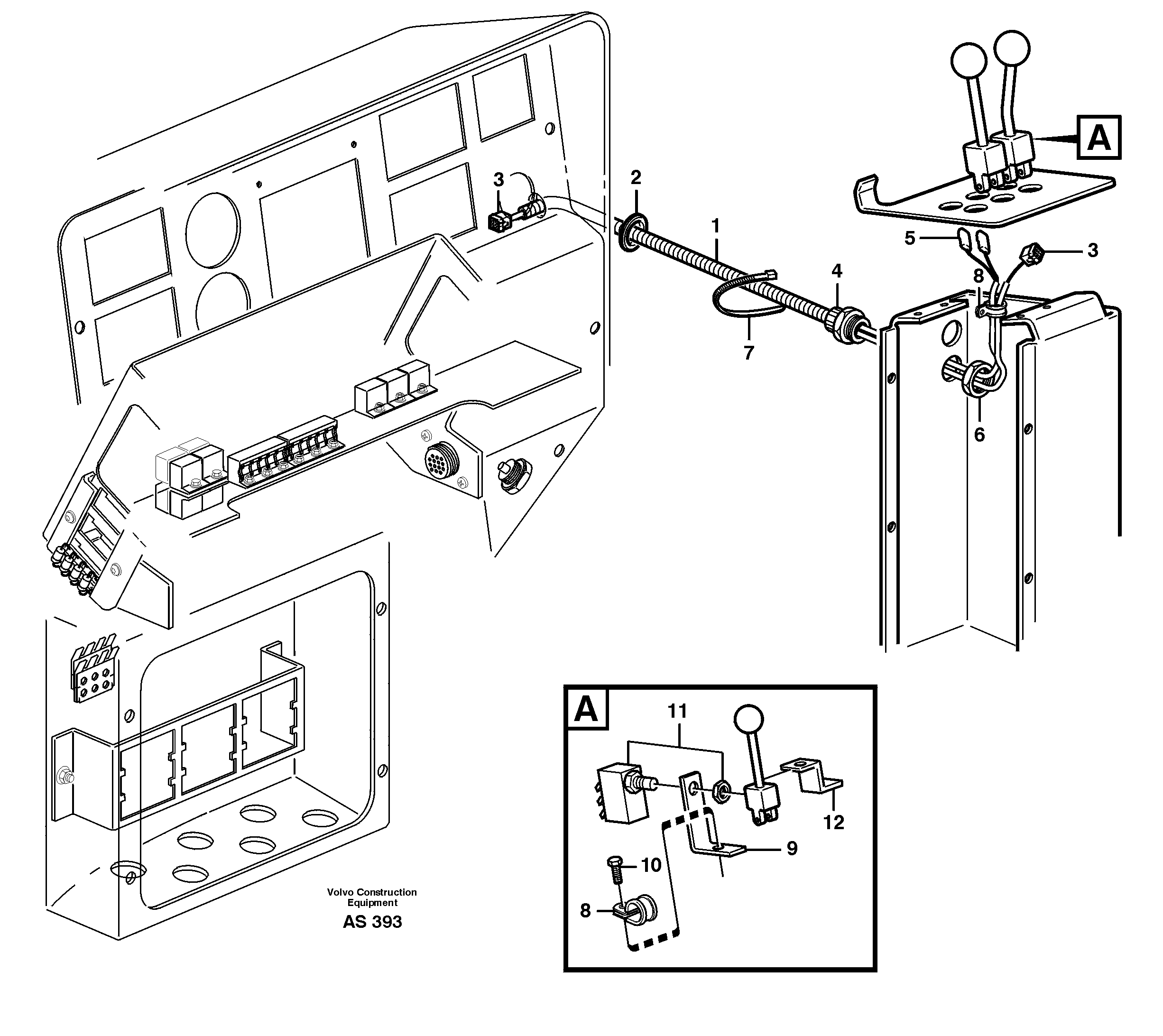 Cable harness: automatic float- lift and bucket positioning  80038 — volvo parts diagram