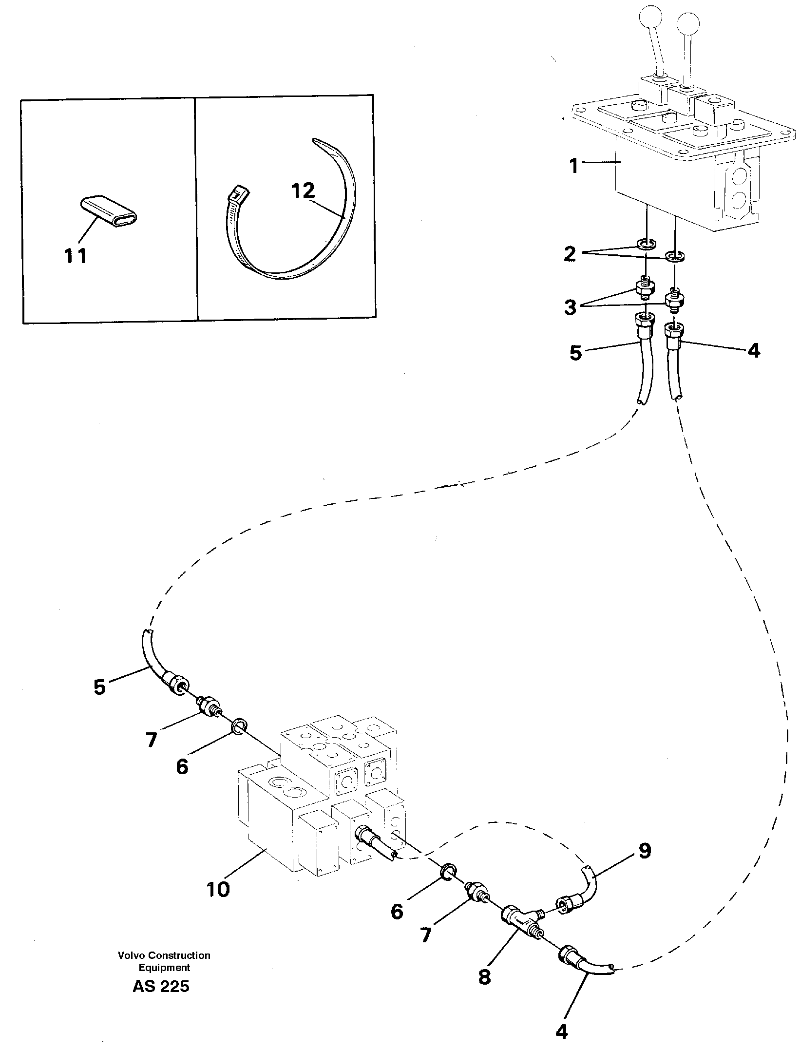 Servo hydraulic: Control lines Tilting — volvo parts diagram