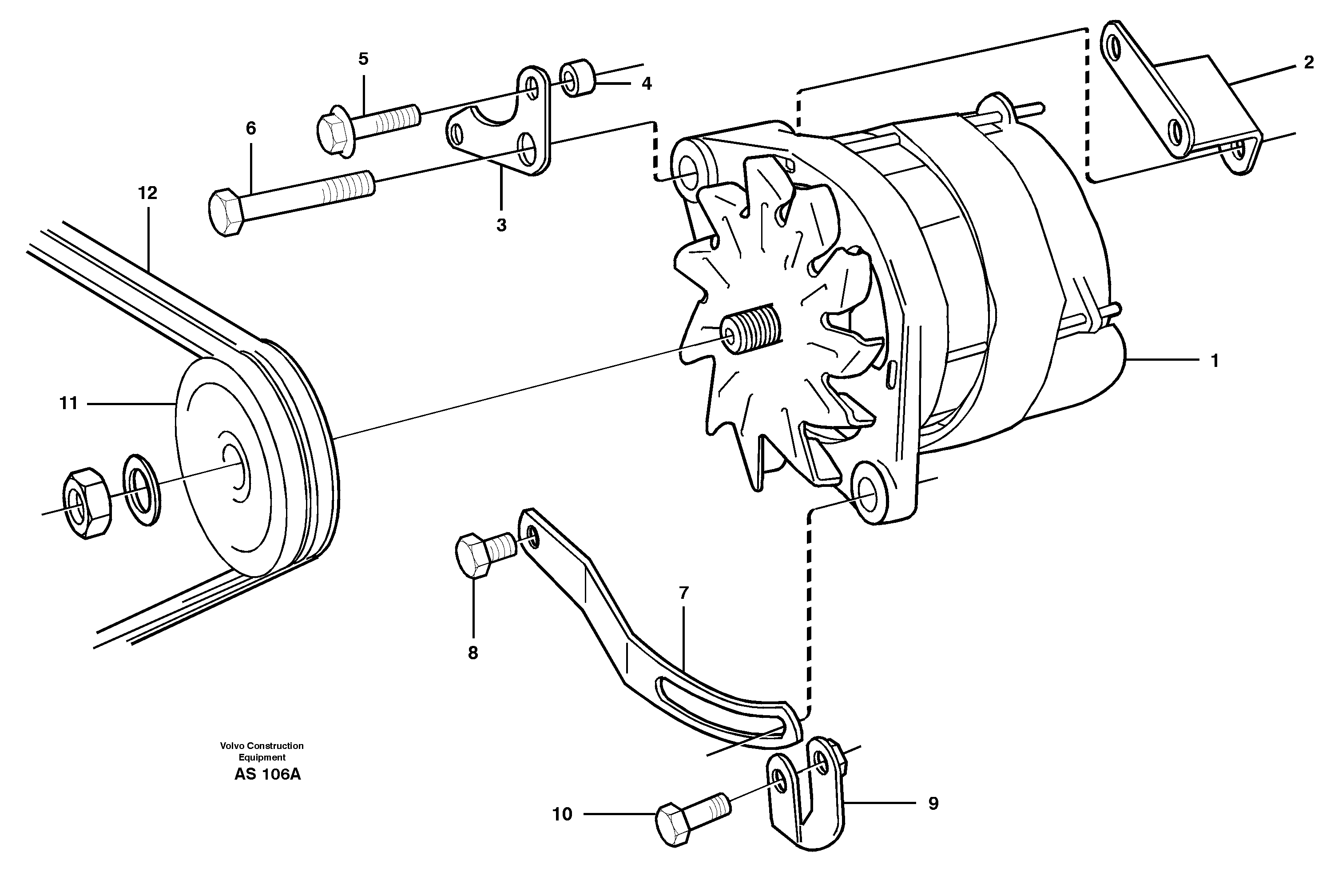 Alternator with assembling details — volvo parts diagram