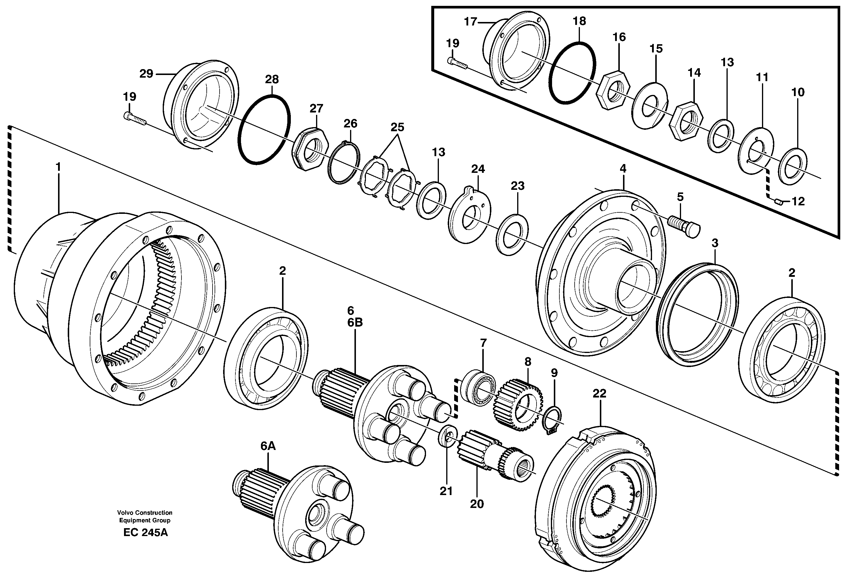 Planetary axle, rear  AWB 15, STD, 94645 — volvo parts diagram