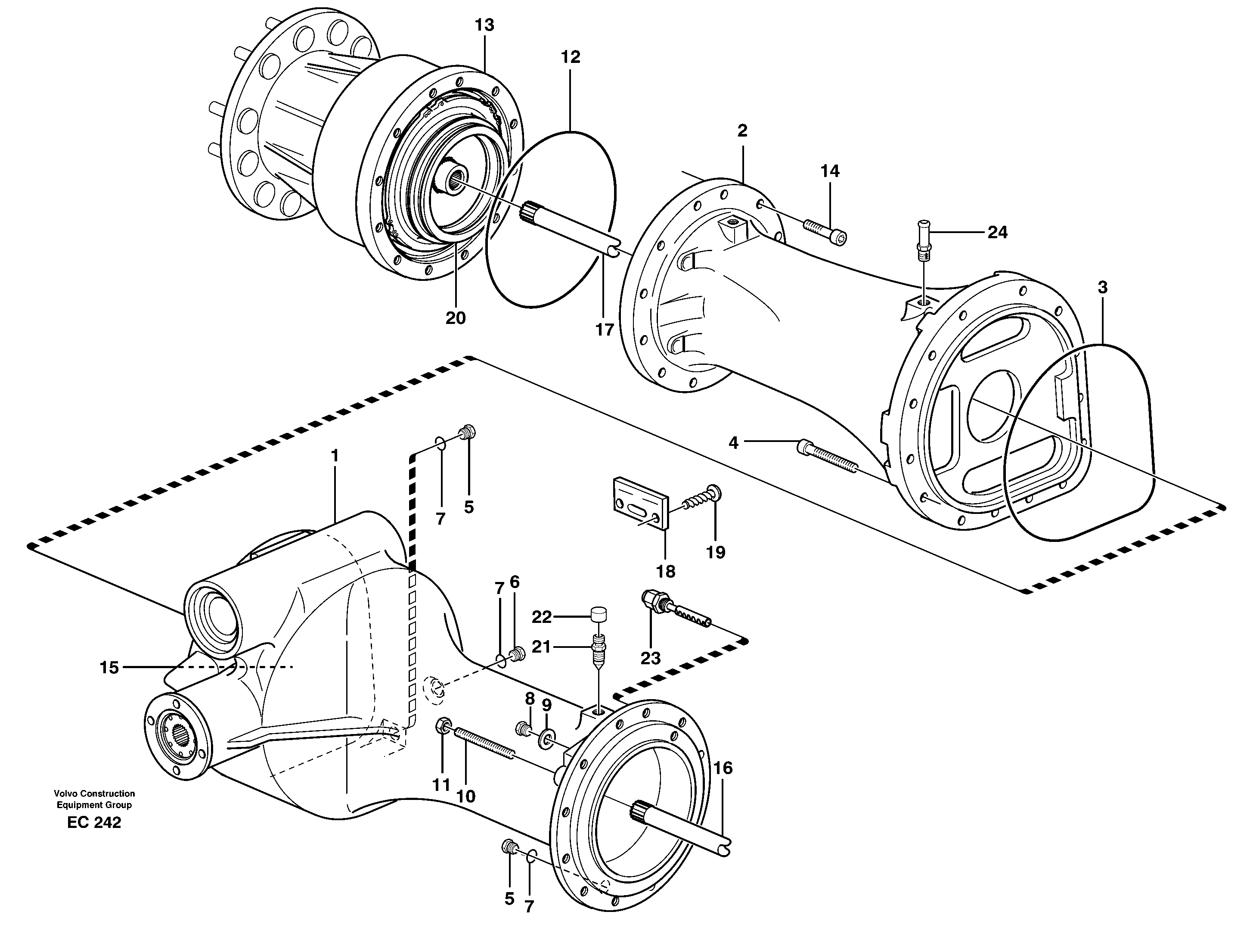 Planet shaft, rear  AWB 15, STD, 94645 — volvo parts diagram