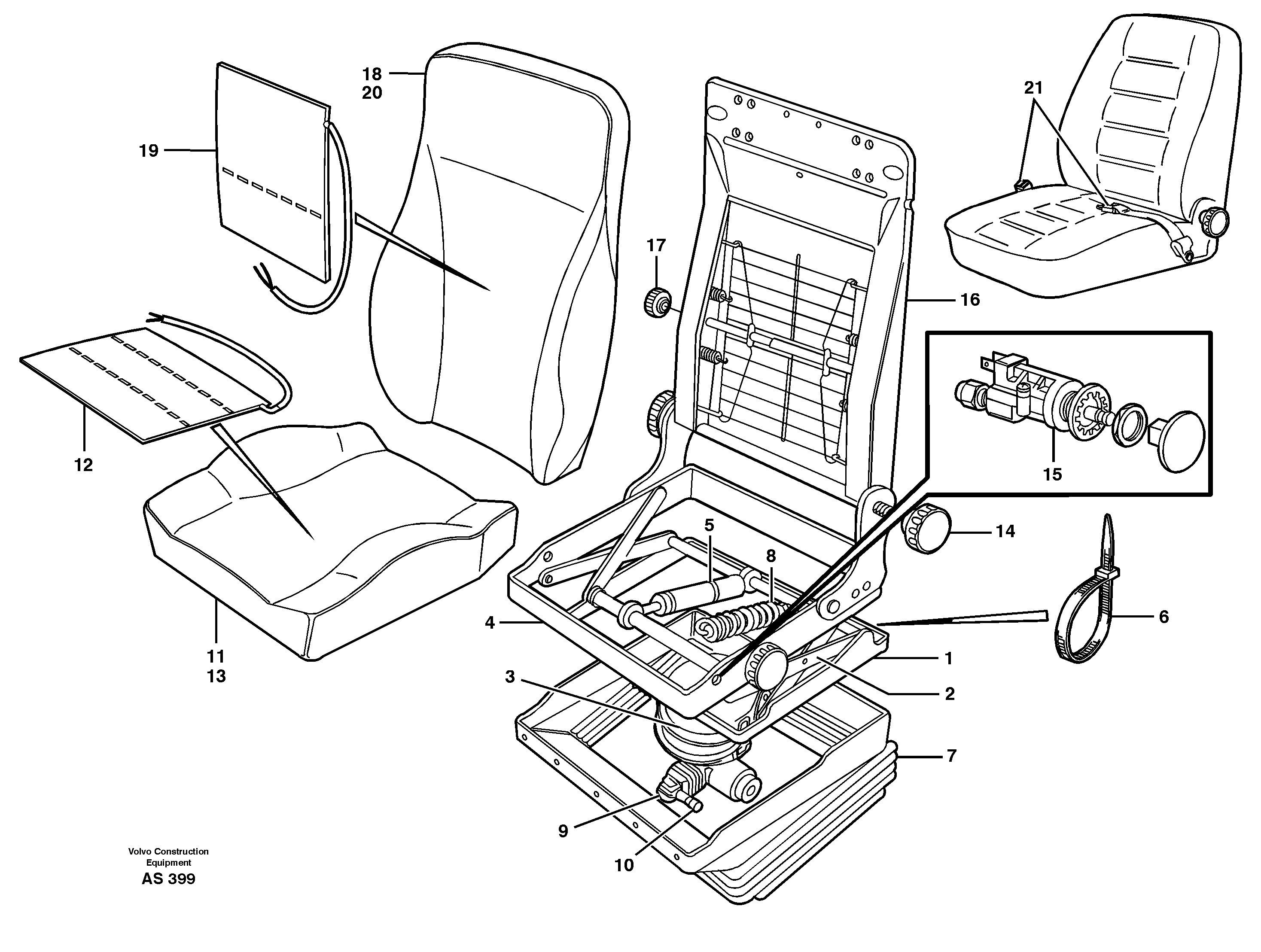 Driver's seat.  94908, 94910 — volvo parts diagram