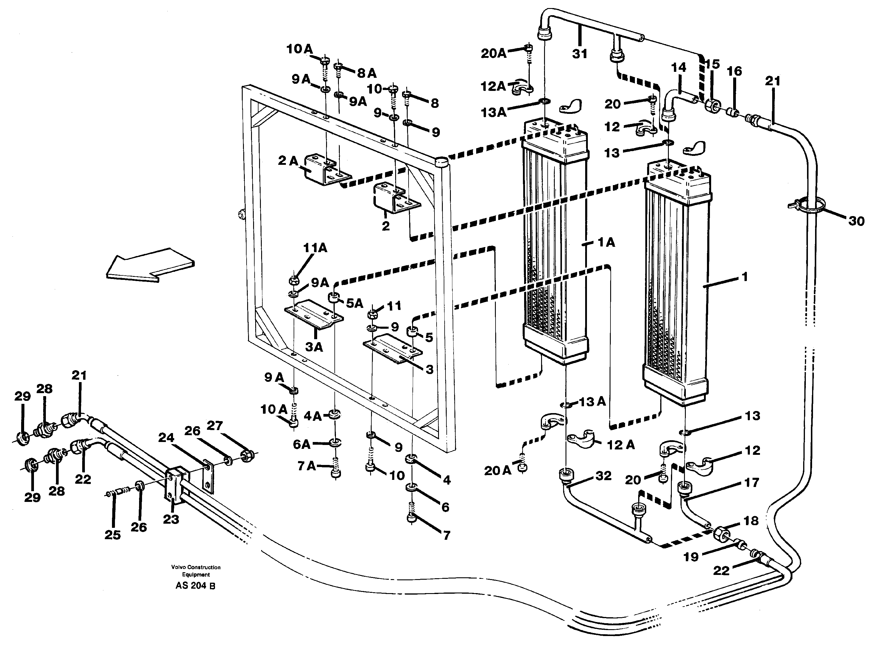 Hydraulic oil cooler  94851 — volvo parts diagram