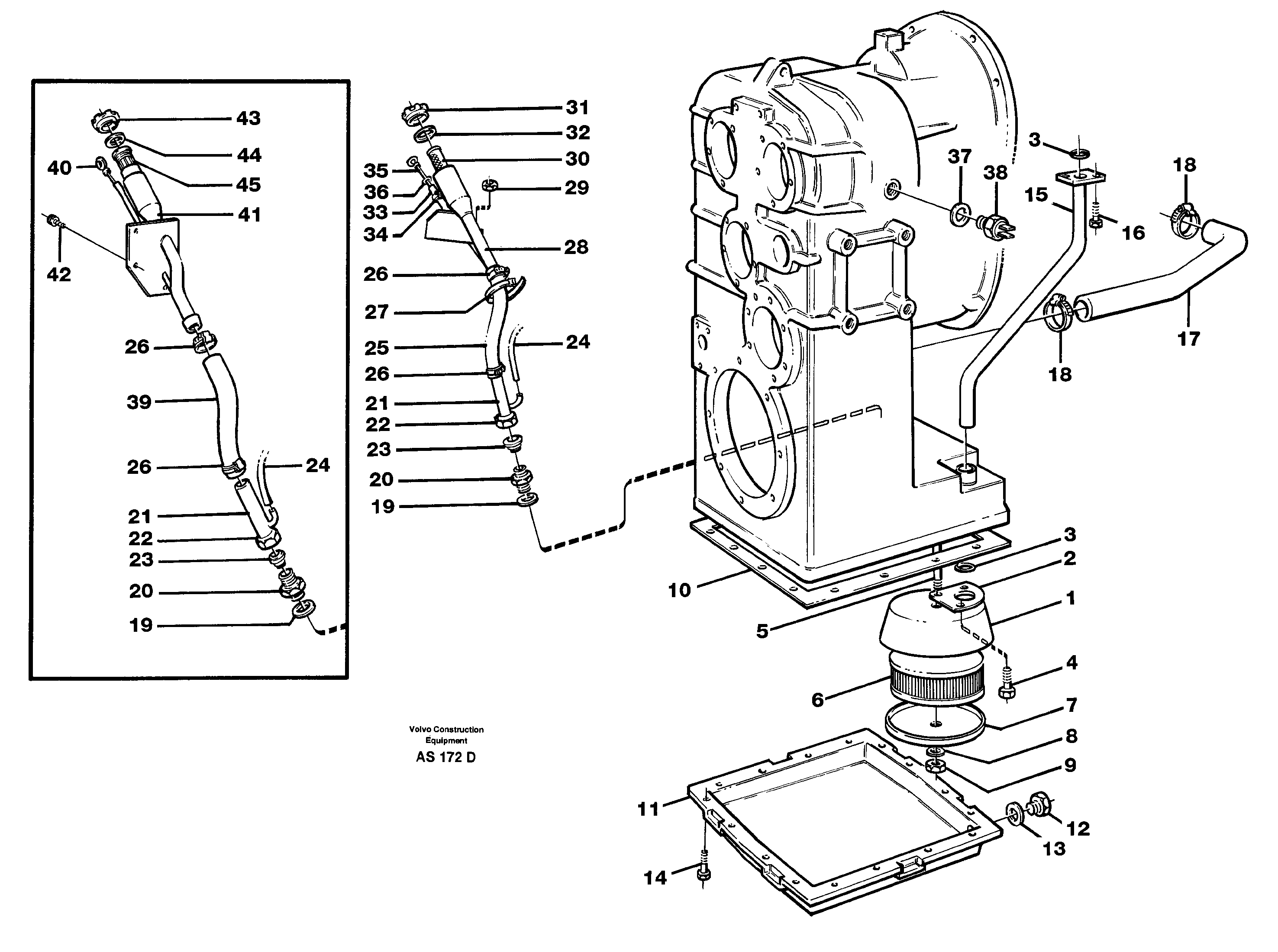 Clutch housing with fitting parts — volvo parts diagram