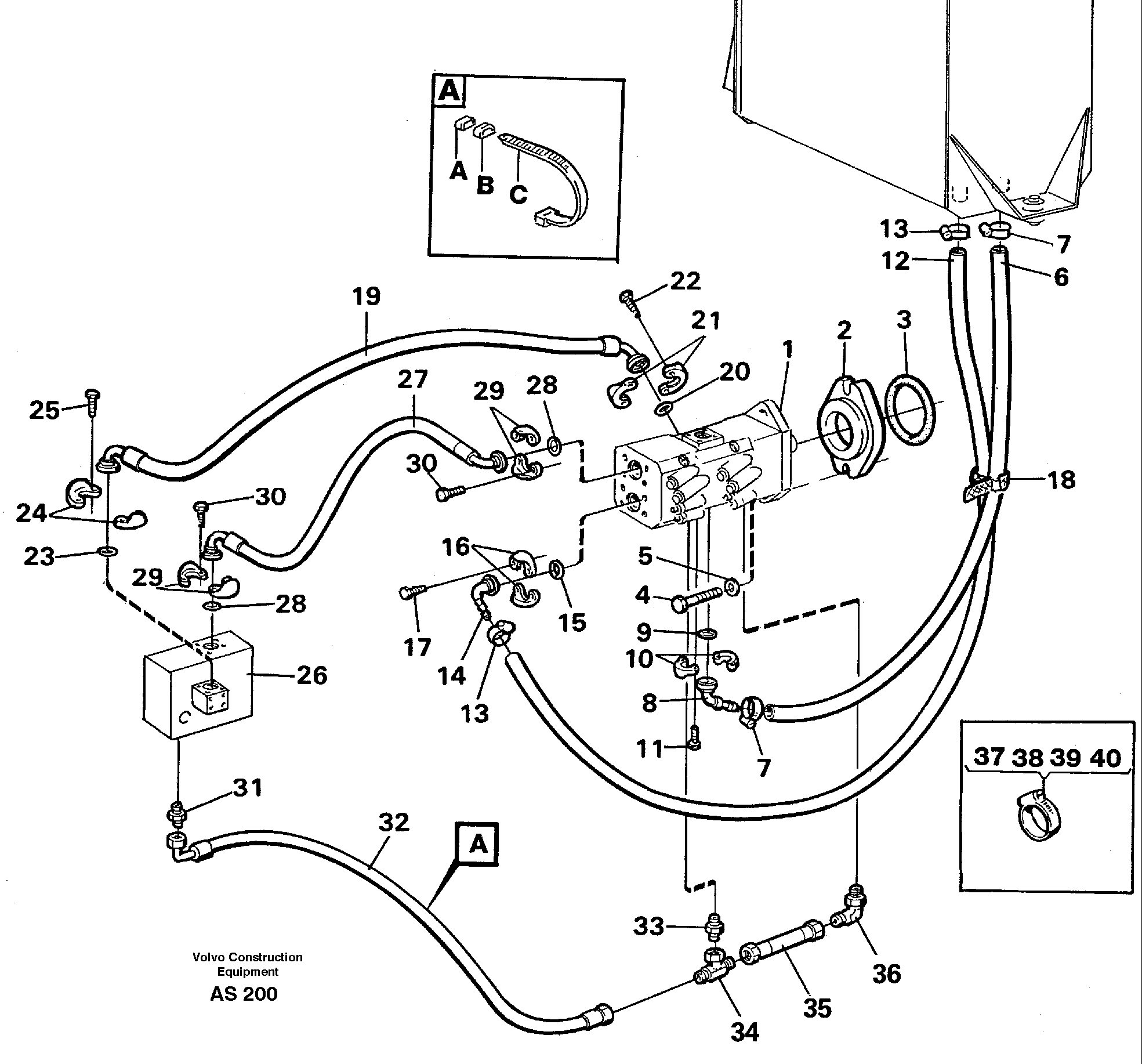 Hydraulic system: Feed lines and return lines — volvo parts diagram