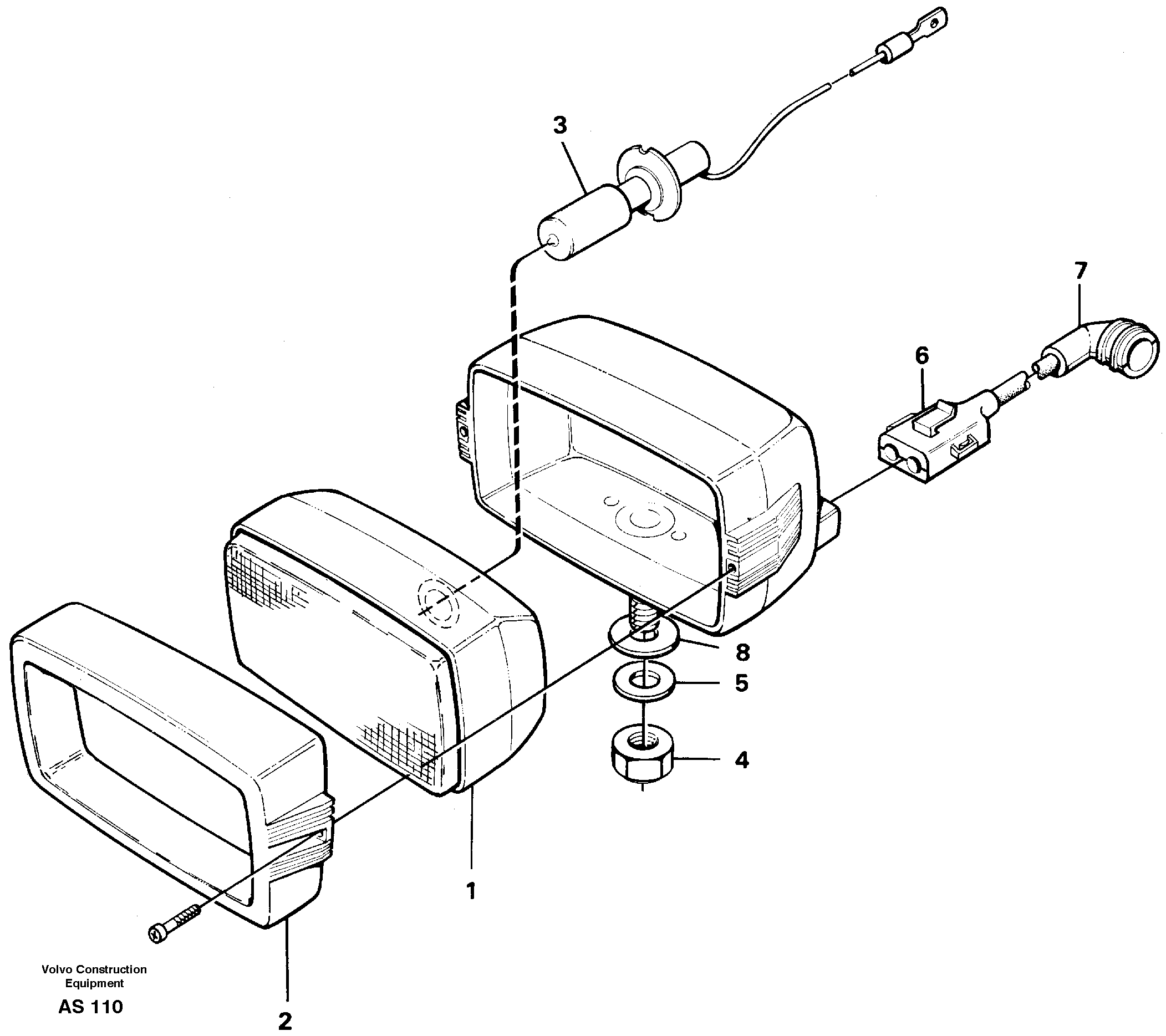 Work lights Front 92453 — volvo parts diagram