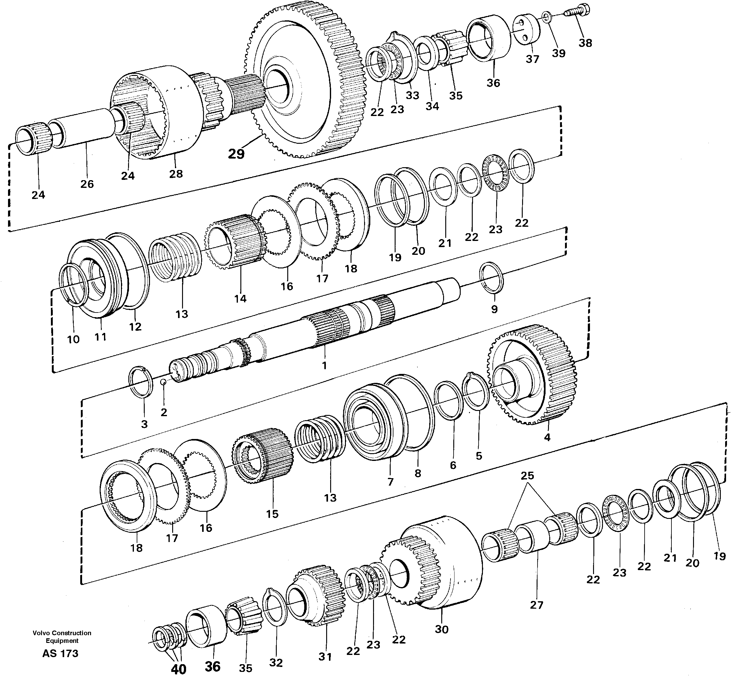 Hydraulic clutch forward/3:rd speeds — volvo parts diagram