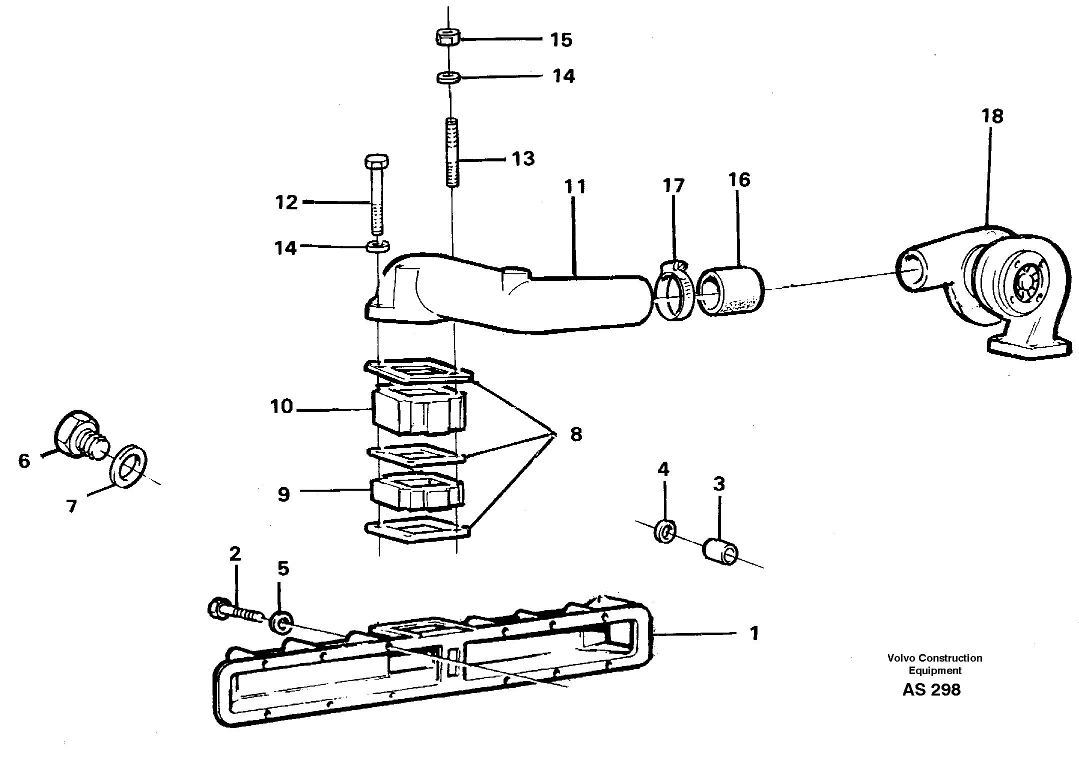 Induction manifold with fitting parts — volvo parts diagram