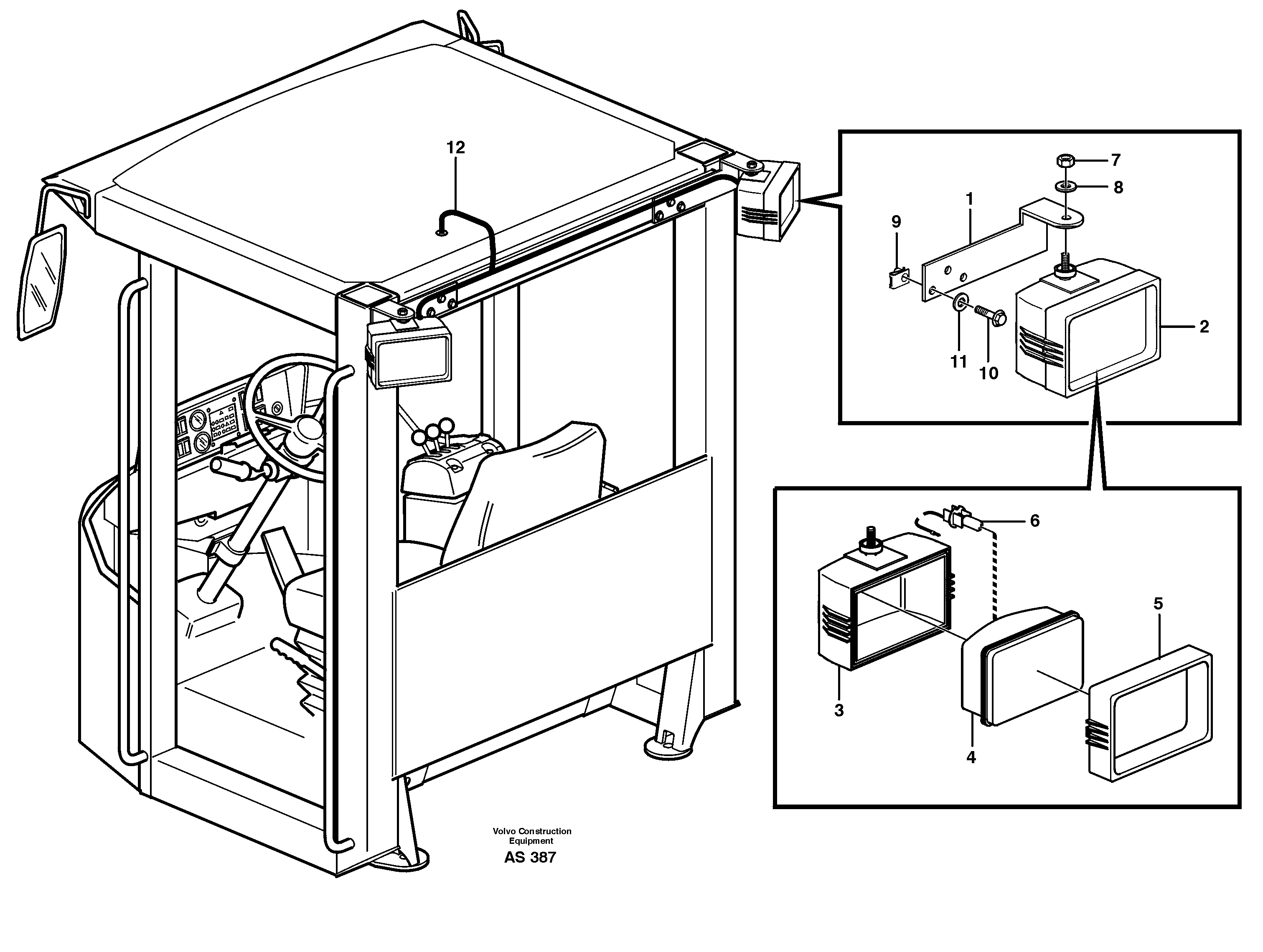 Work lights, rear 80029 — volvo parts diagram