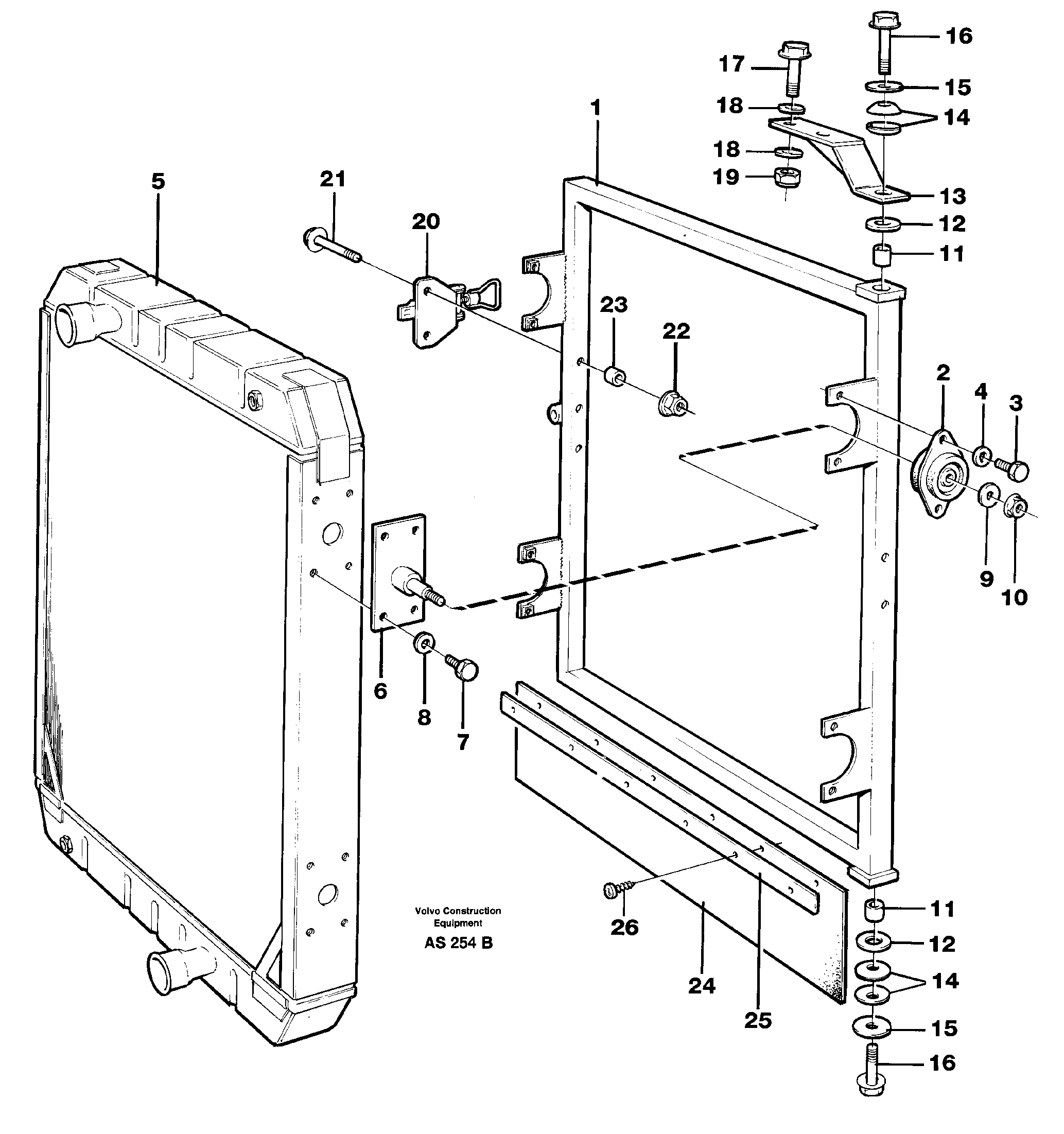 Radiator with fitting parts — volvo parts diagram