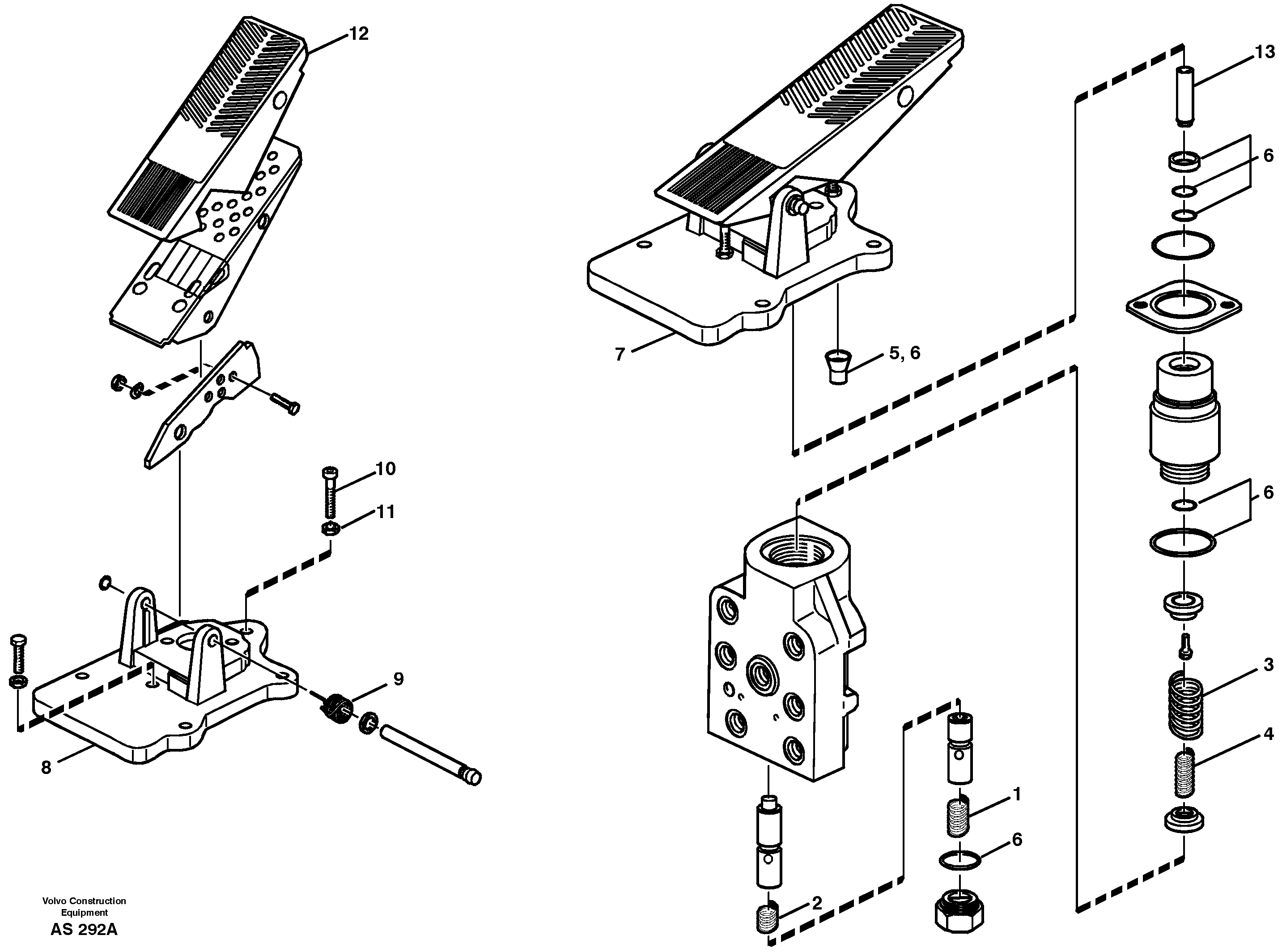 Footbrake valve — volvo parts diagram