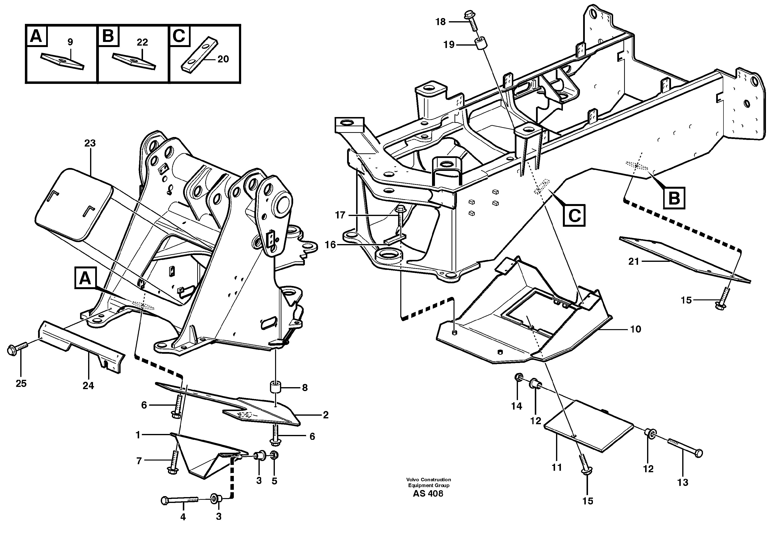 Belly guard, front 94922, 94921, 94920 — volvo parts diagram