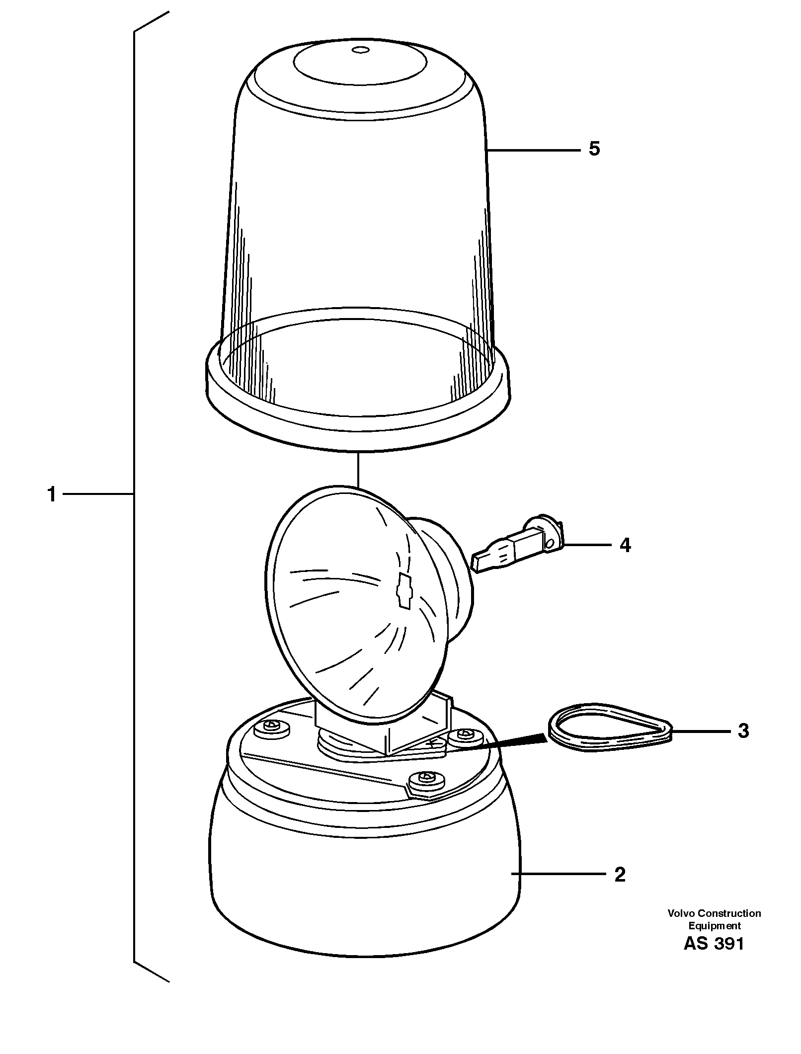 Rotating beacon 80031, 92454 — volvo parts diagram