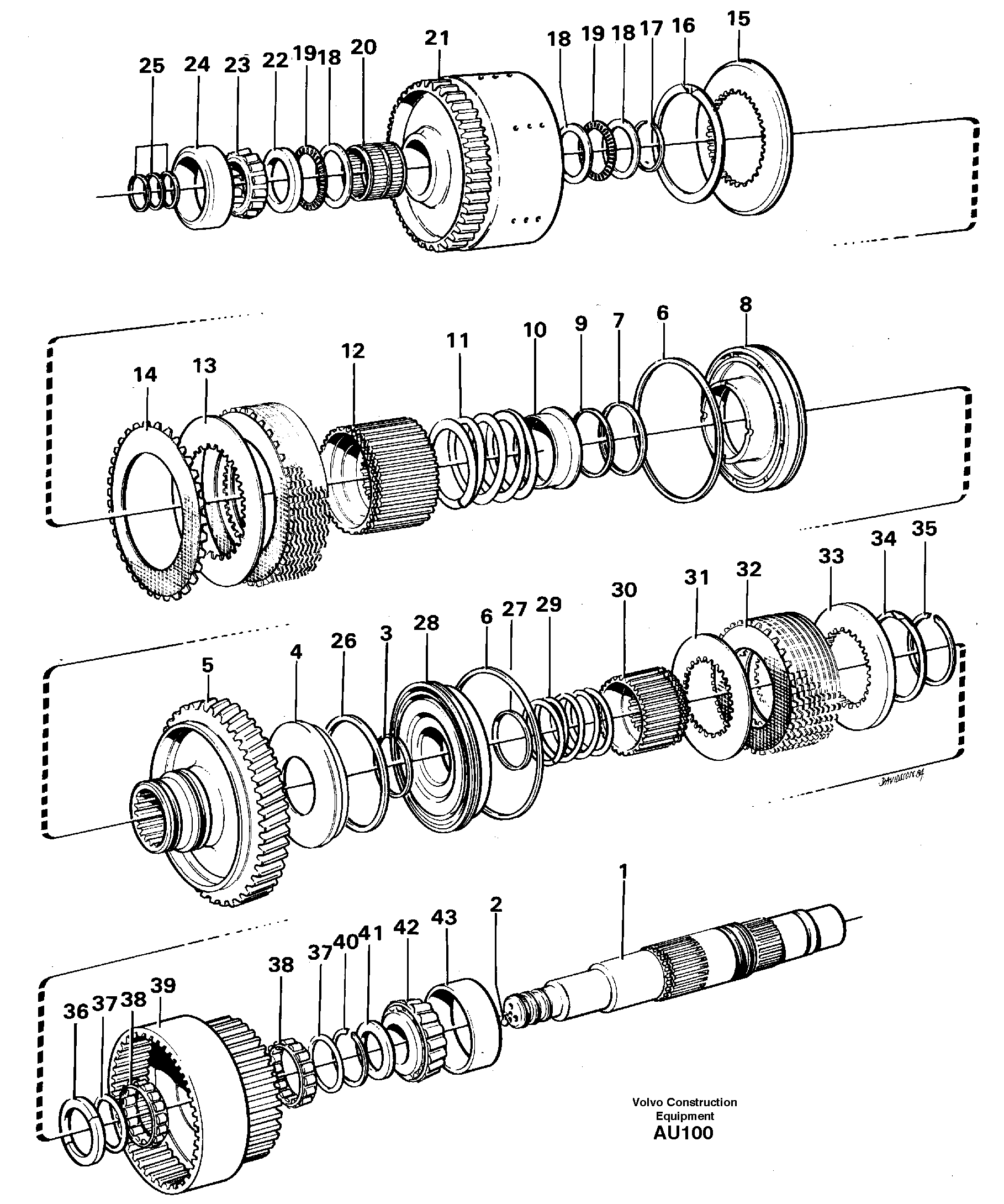 Hydraulic clutch, forward / 1 st speed — volvo parts diagram