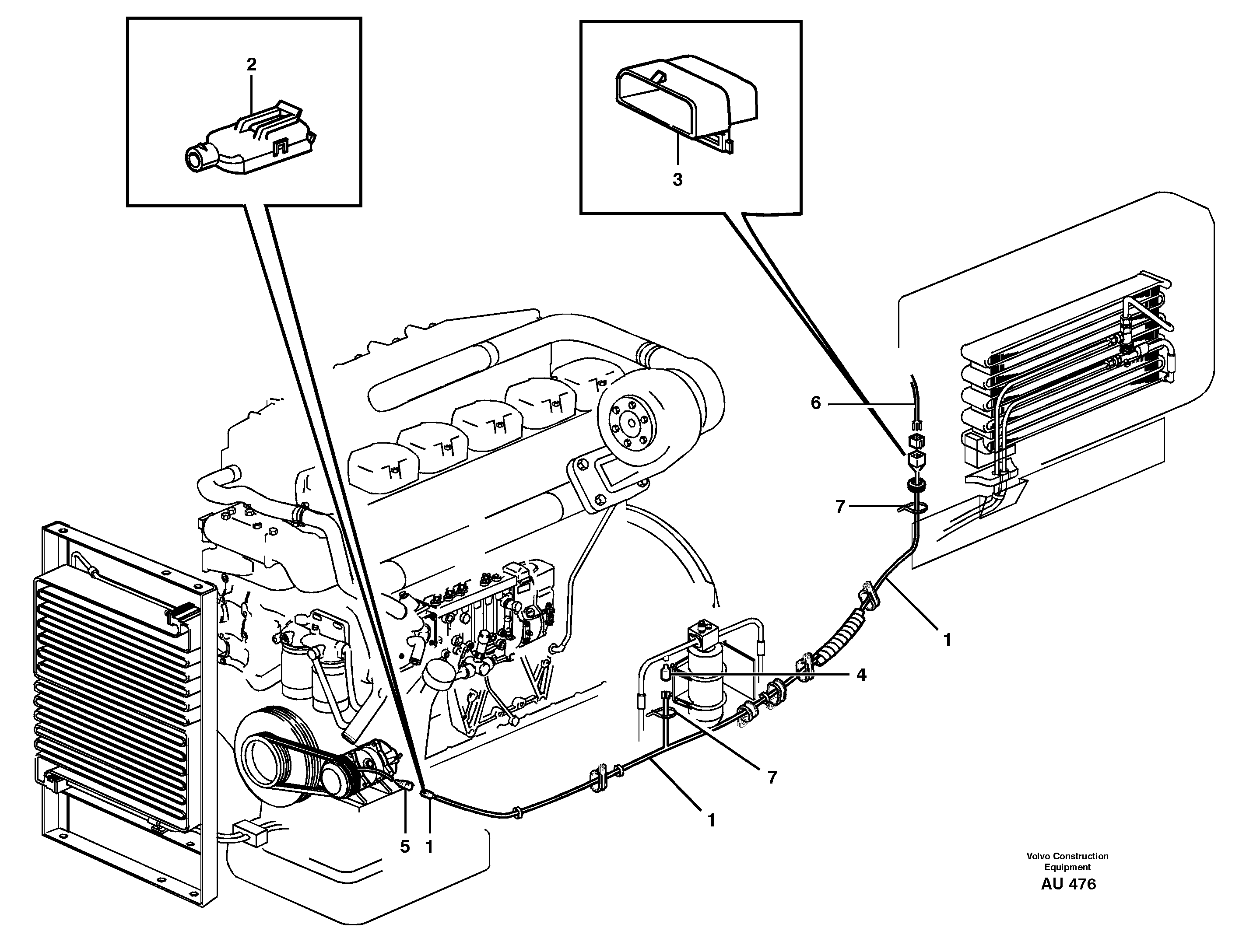 Cable harness, air conditioning.  93921, 93956 — volvo parts diagram