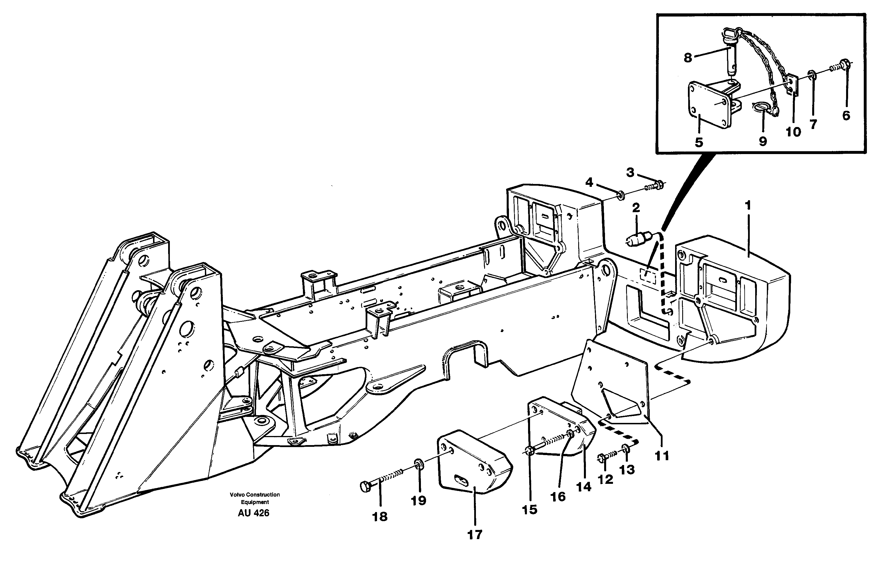 Rear hitch and counterweight — volvo parts diagram
