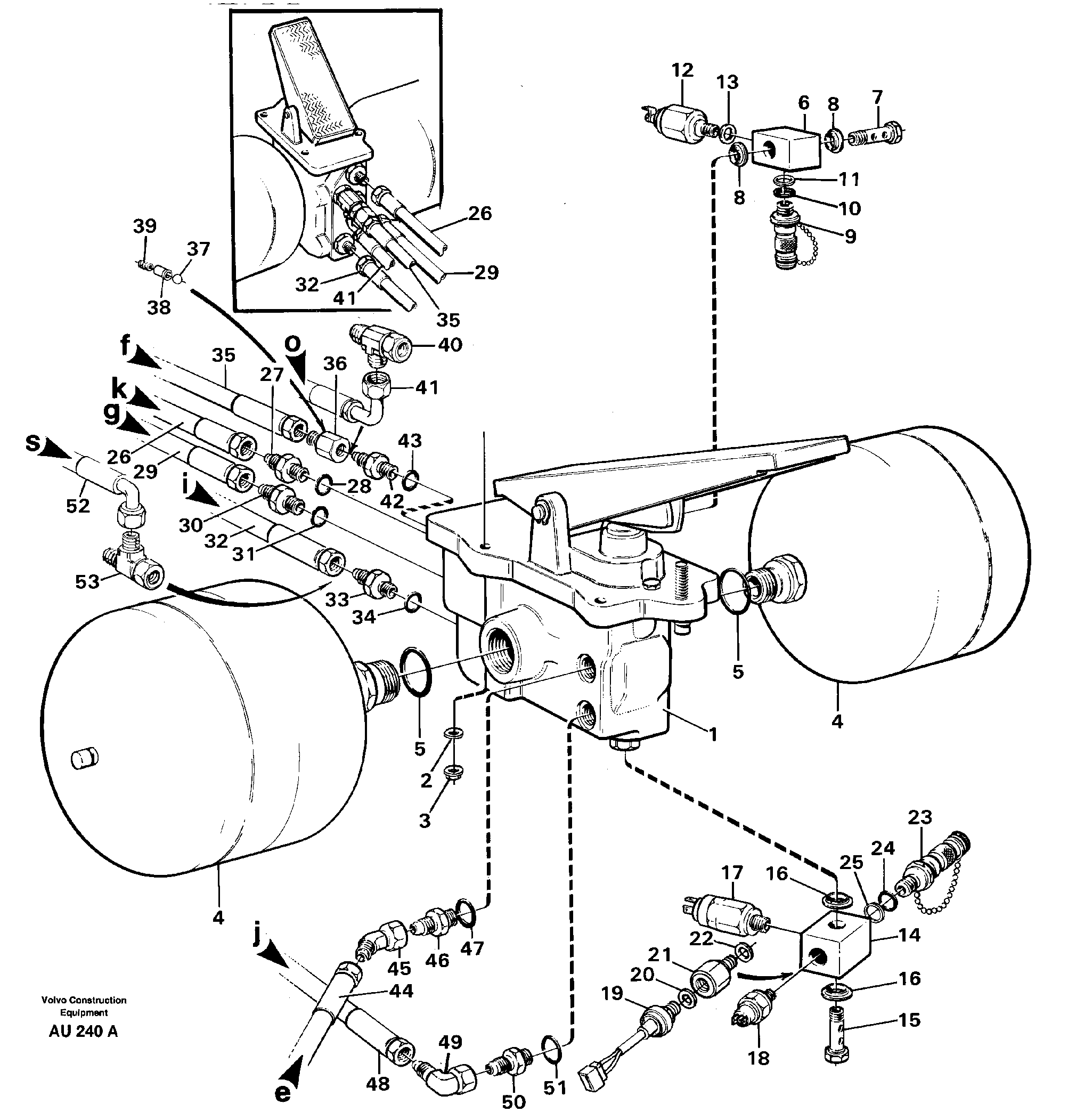 Footbrake valve with connectors — volvo parts diagram