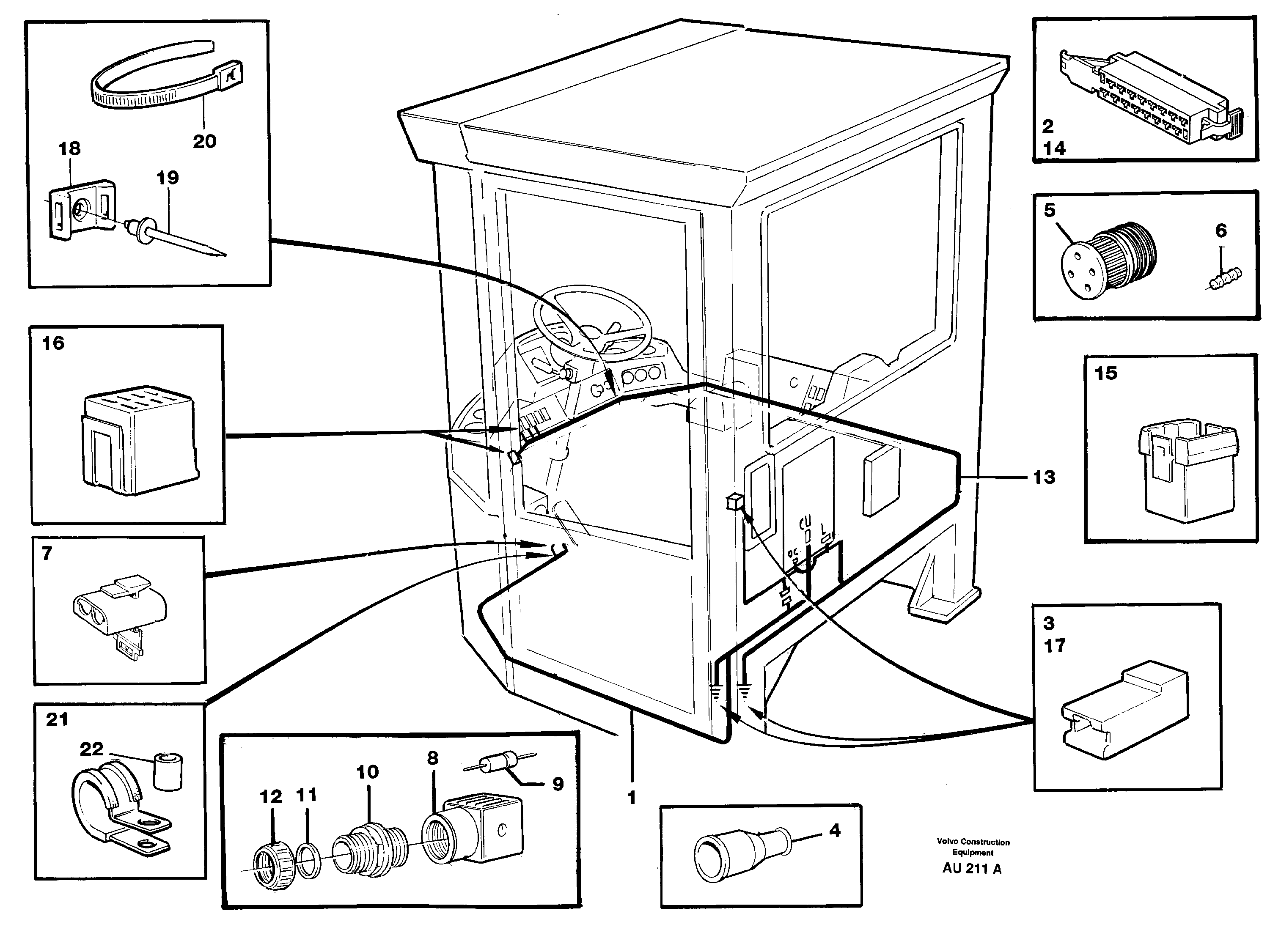 Cable harnesses, cab — volvo parts diagram