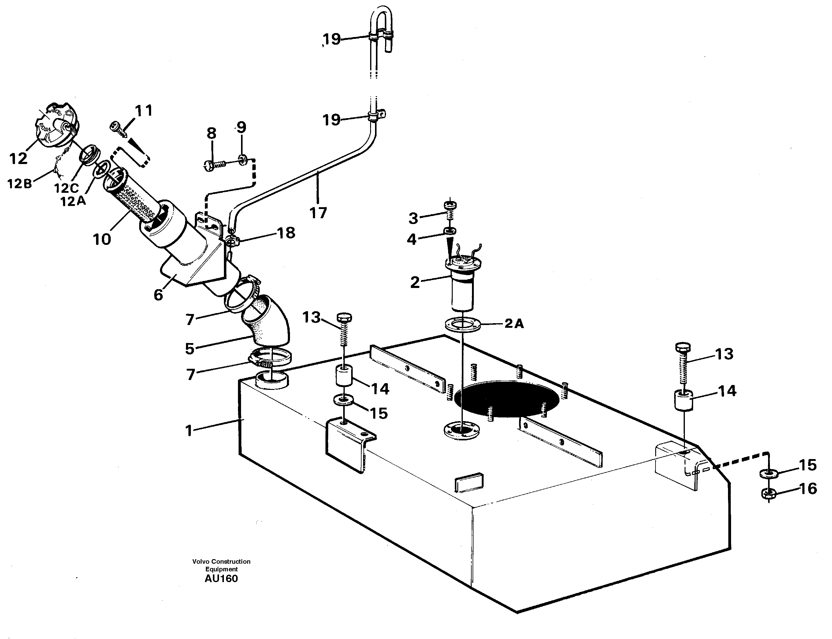 Fuel tank with fitting parts — volvo parts diagram