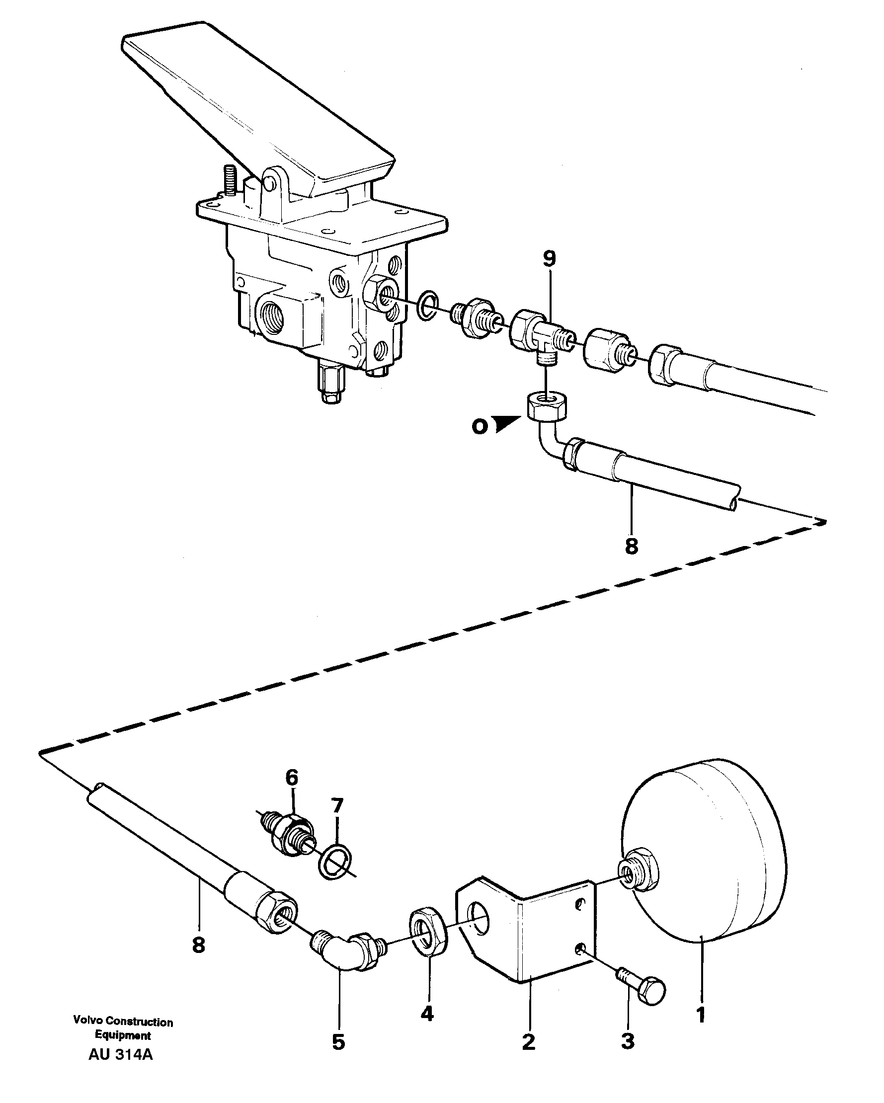 Footbrake valve with clutches. — volvo parts diagram