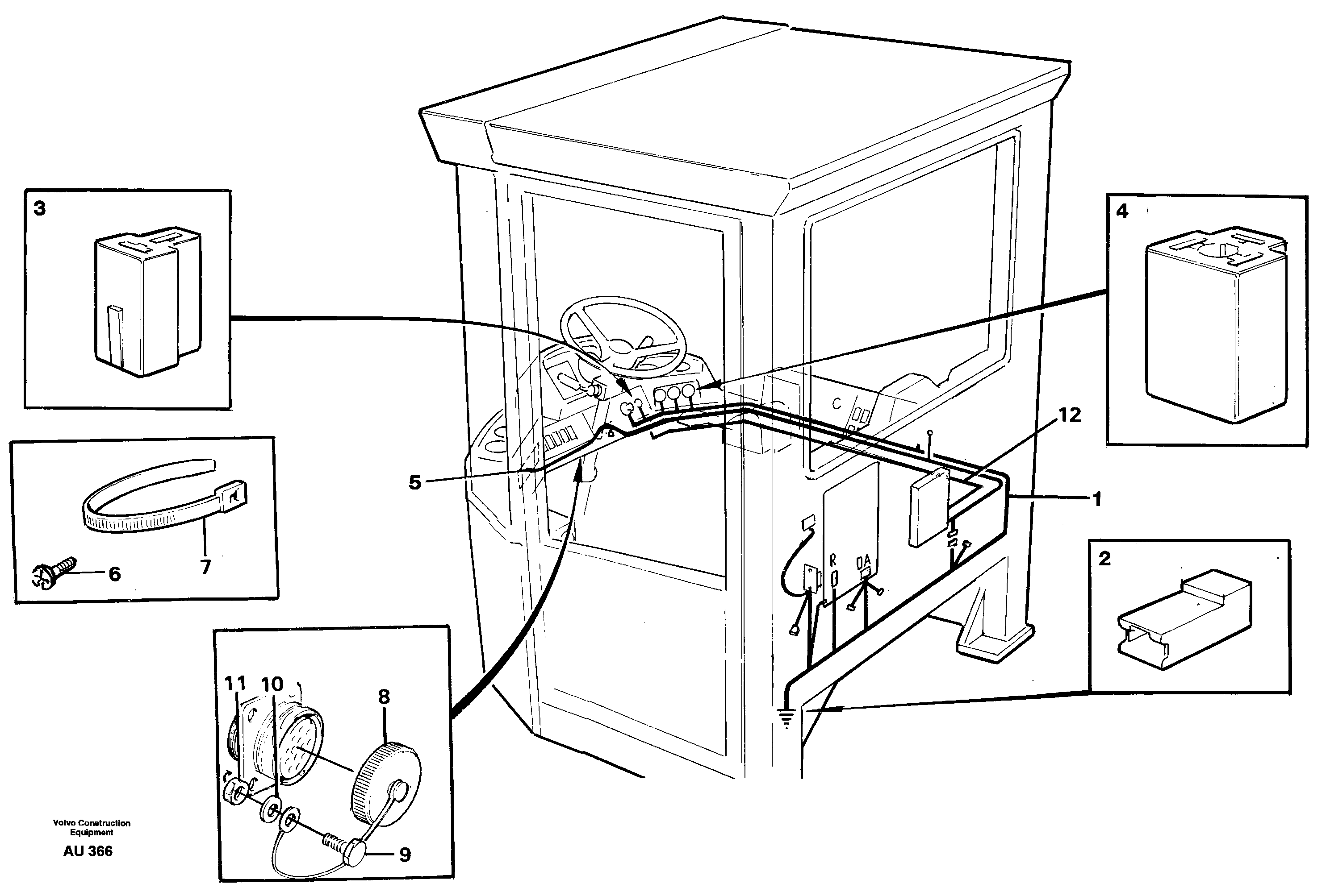Cable harnesses, cab — volvo parts diagram