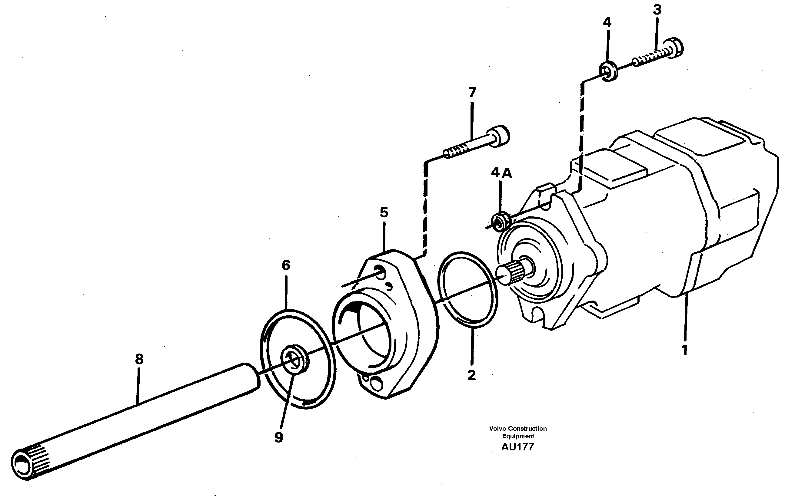 Hydraulic pump with fitting parts — volvo parts diagram