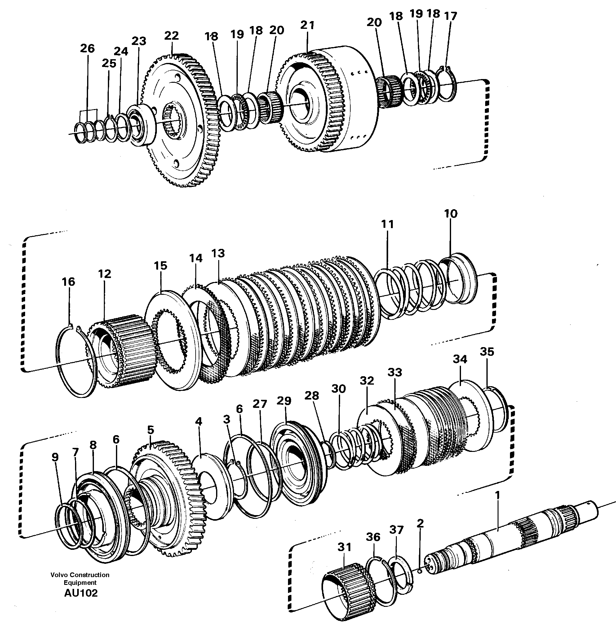 Hydraulic clutch, reverse / 2nd speed — volvo parts diagram