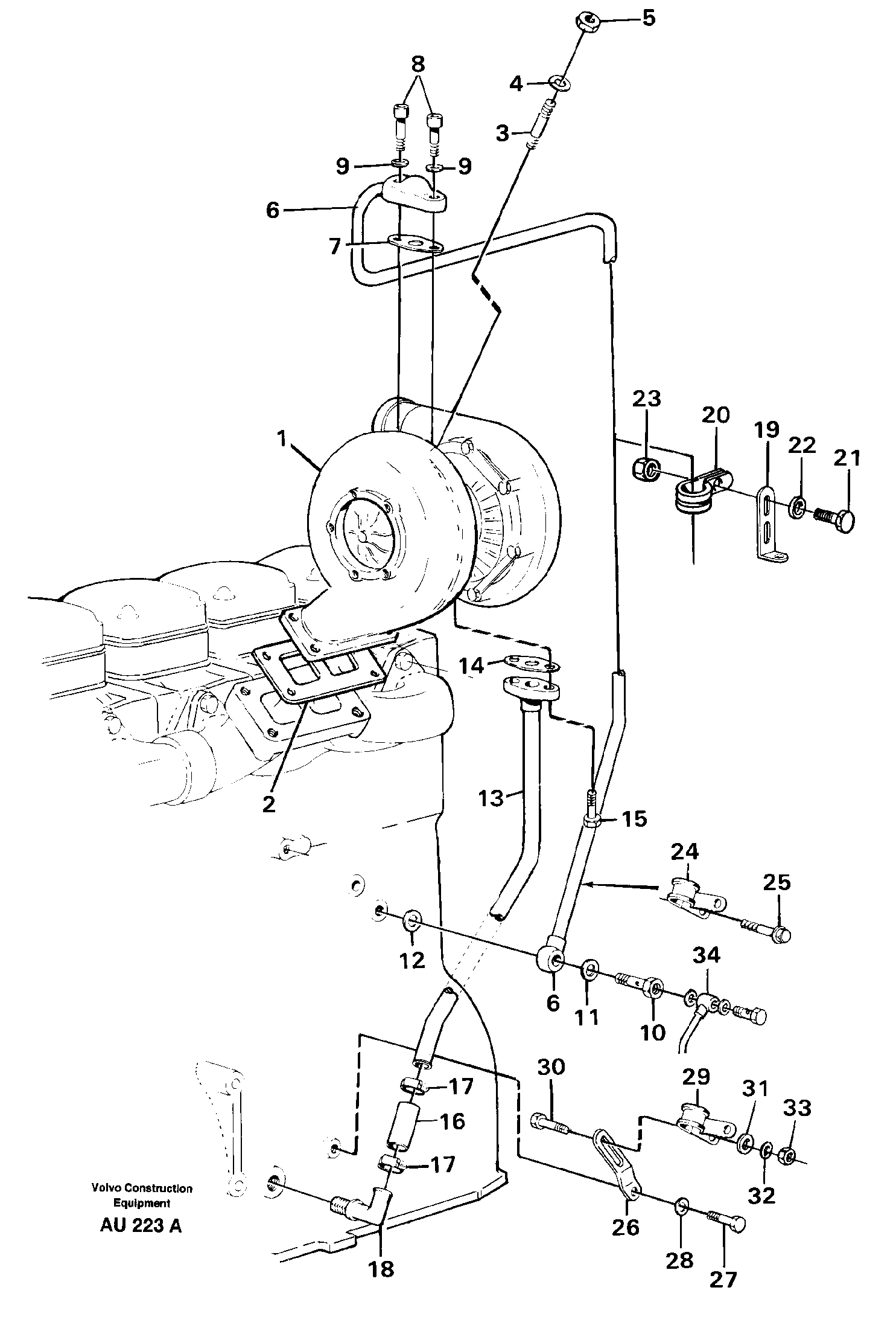 Turbocharger with fitting parts — volvo parts diagram