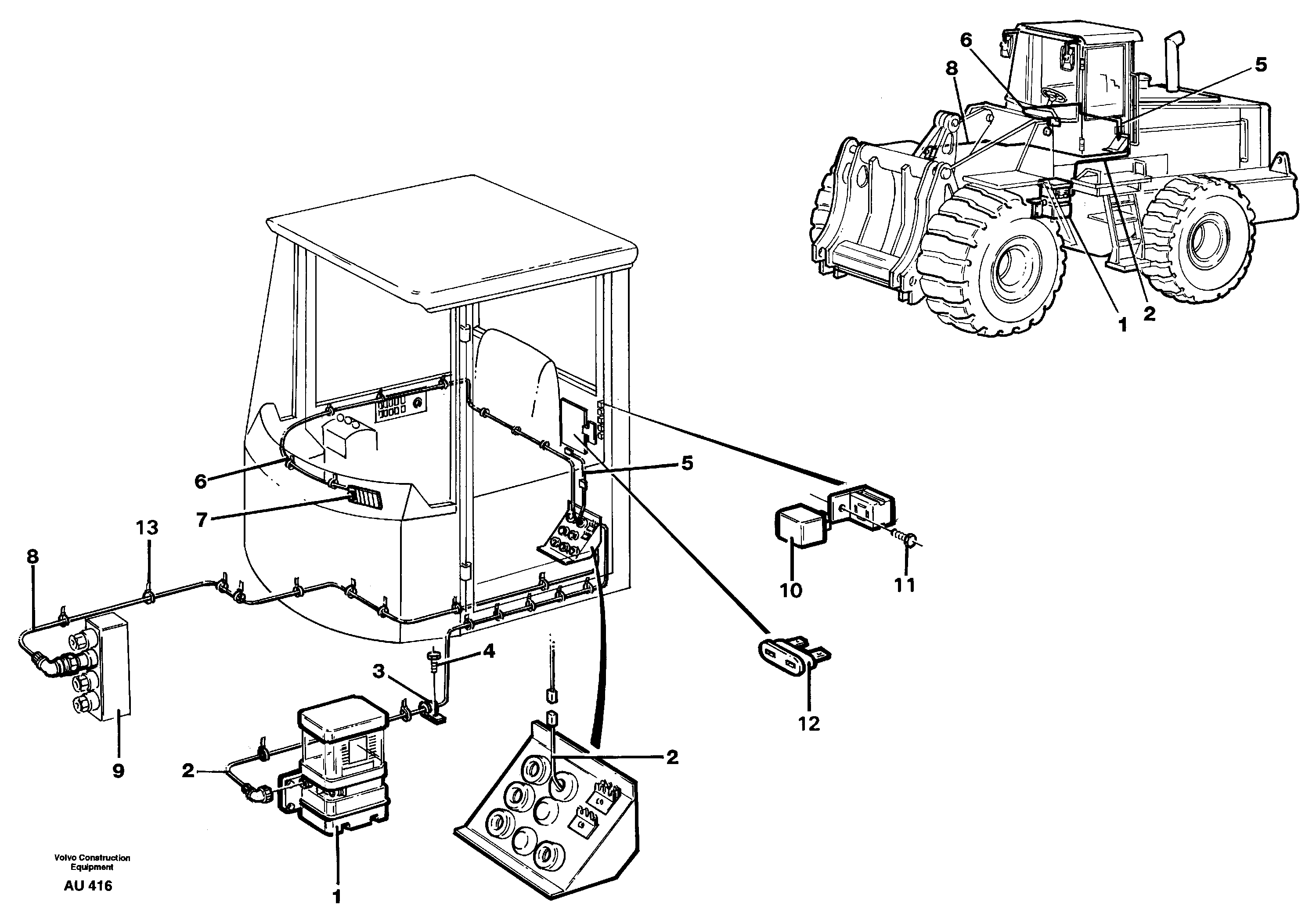 Cable harness for central lubrication.  94803 — volvo parts diagram