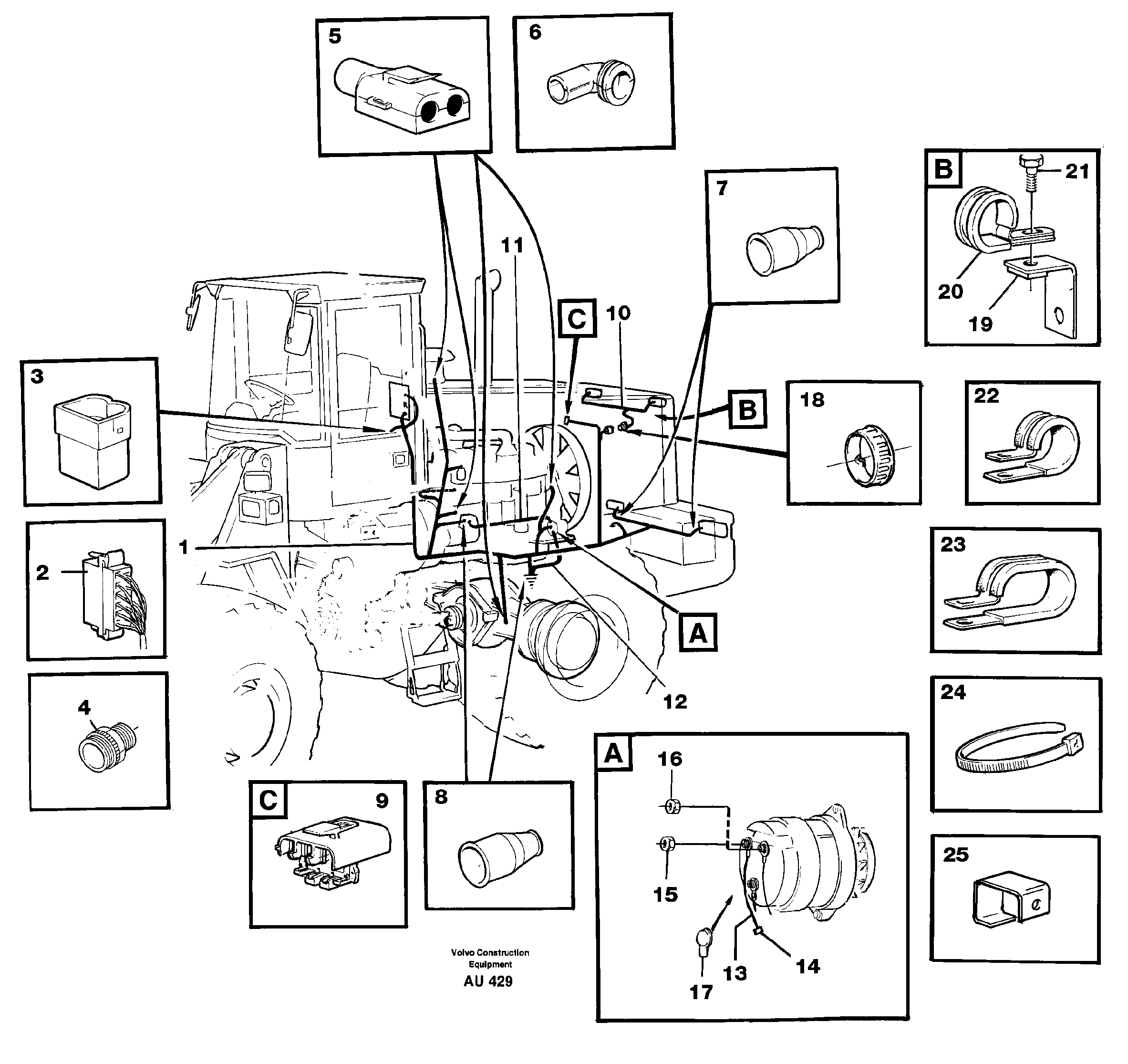 Cable harnesses, rear — volvo parts diagram