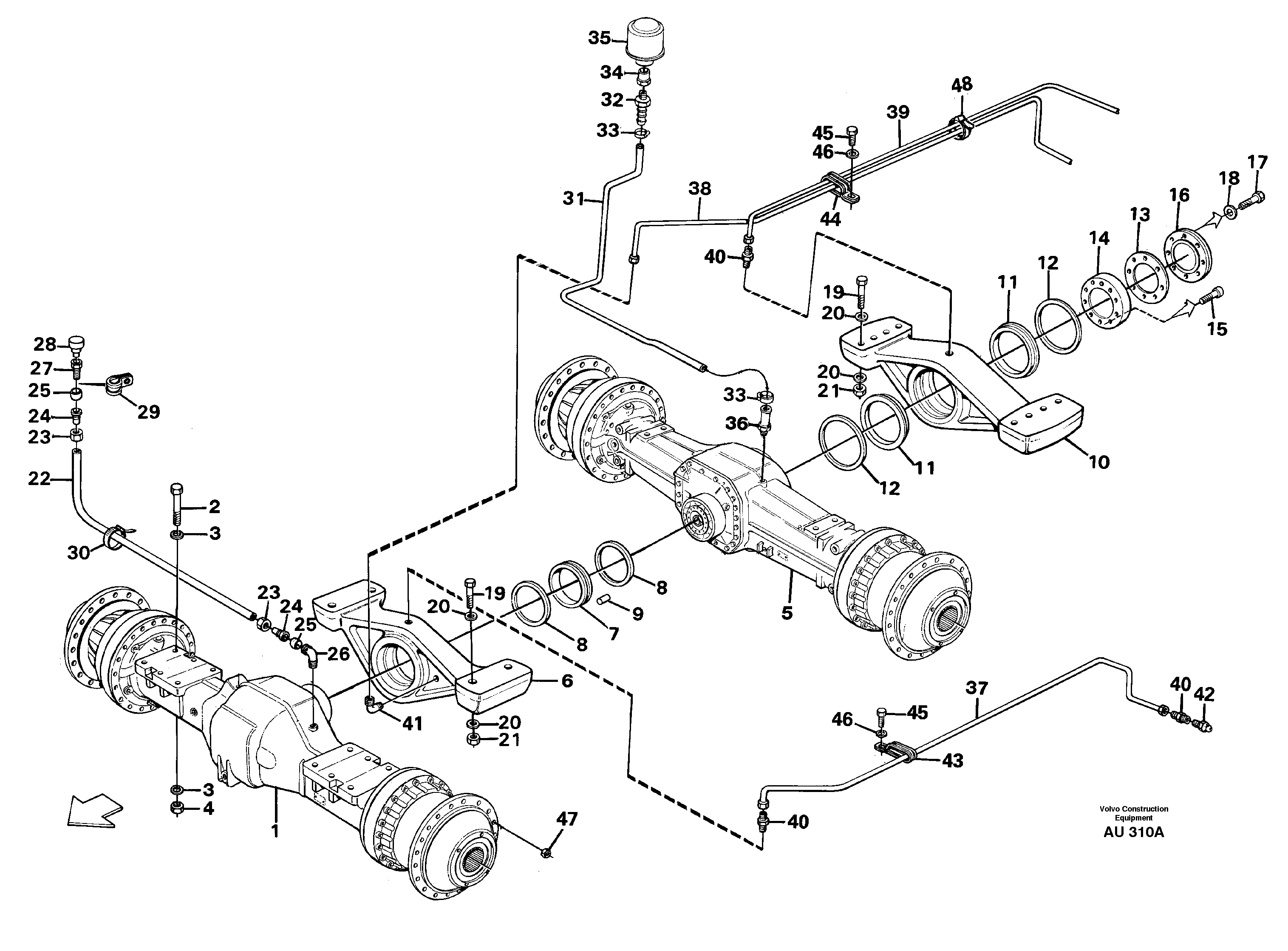 Planet shafts with fitting parts AWB 40 — volvo parts diagram