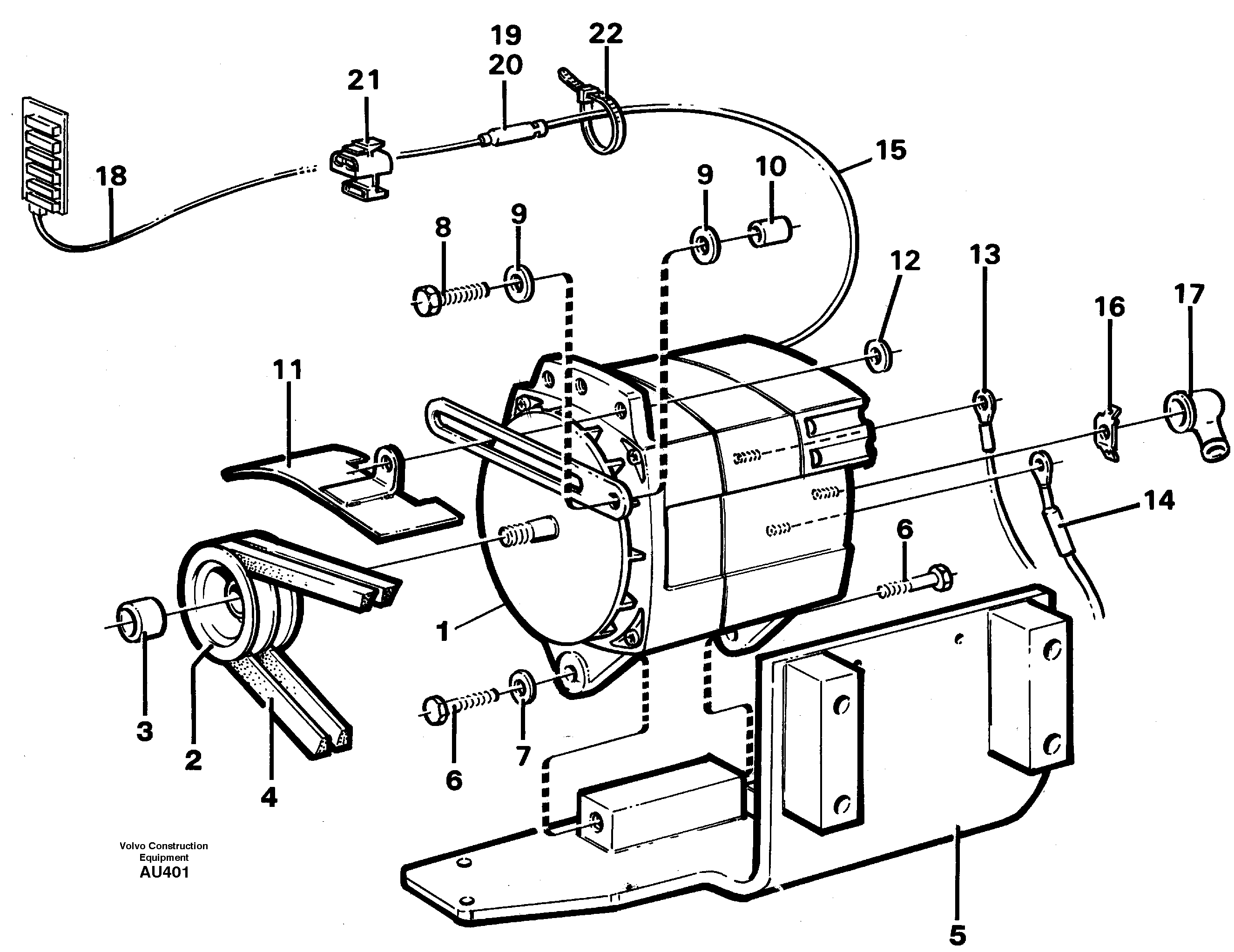 Alternator with fitting parts, 100A 94720 — volvo parts diagram