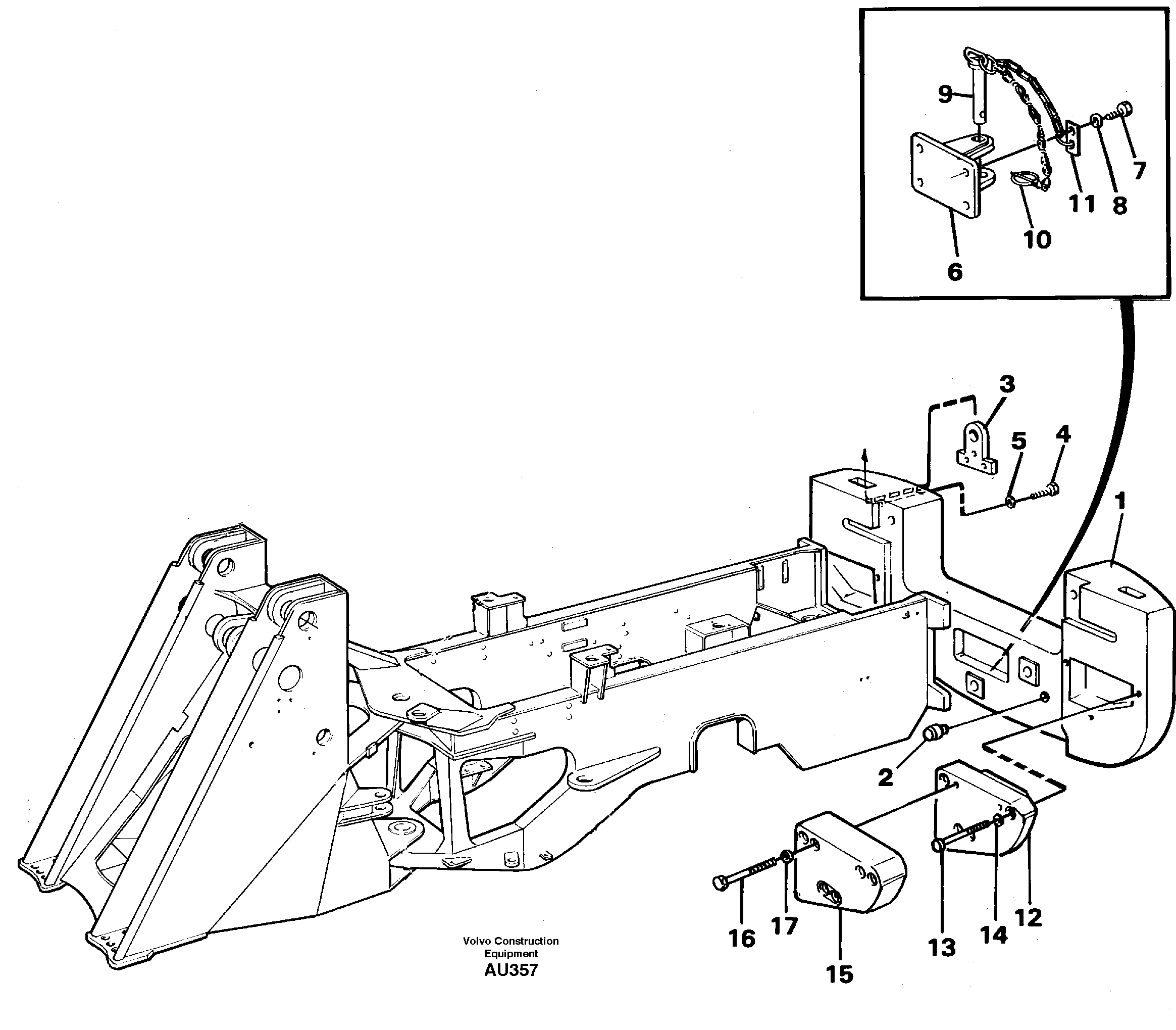 Rear hitch and counterweight — volvo parts diagram