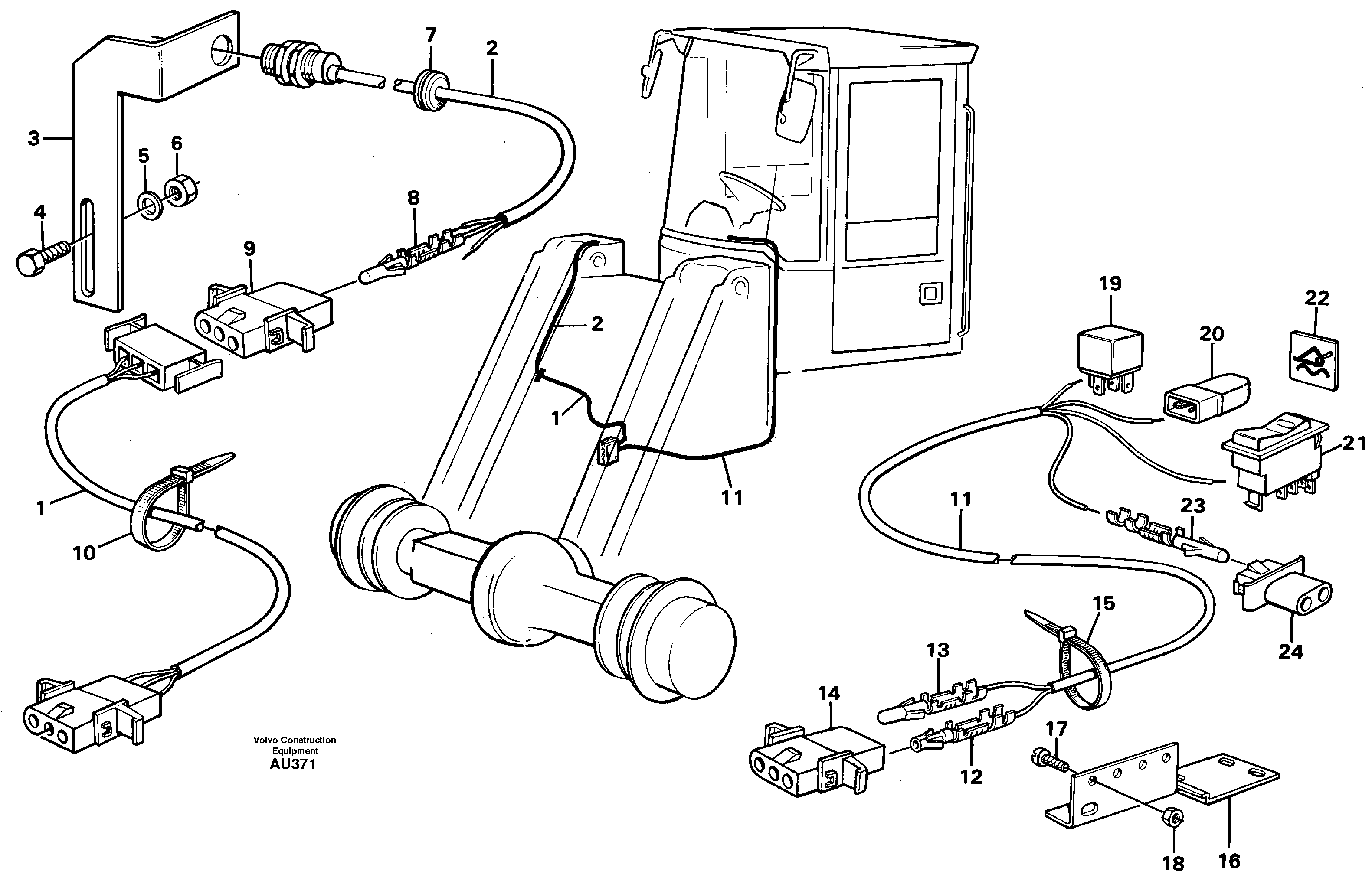 Cable harness, automatic float position.  92568 — volvo parts diagram