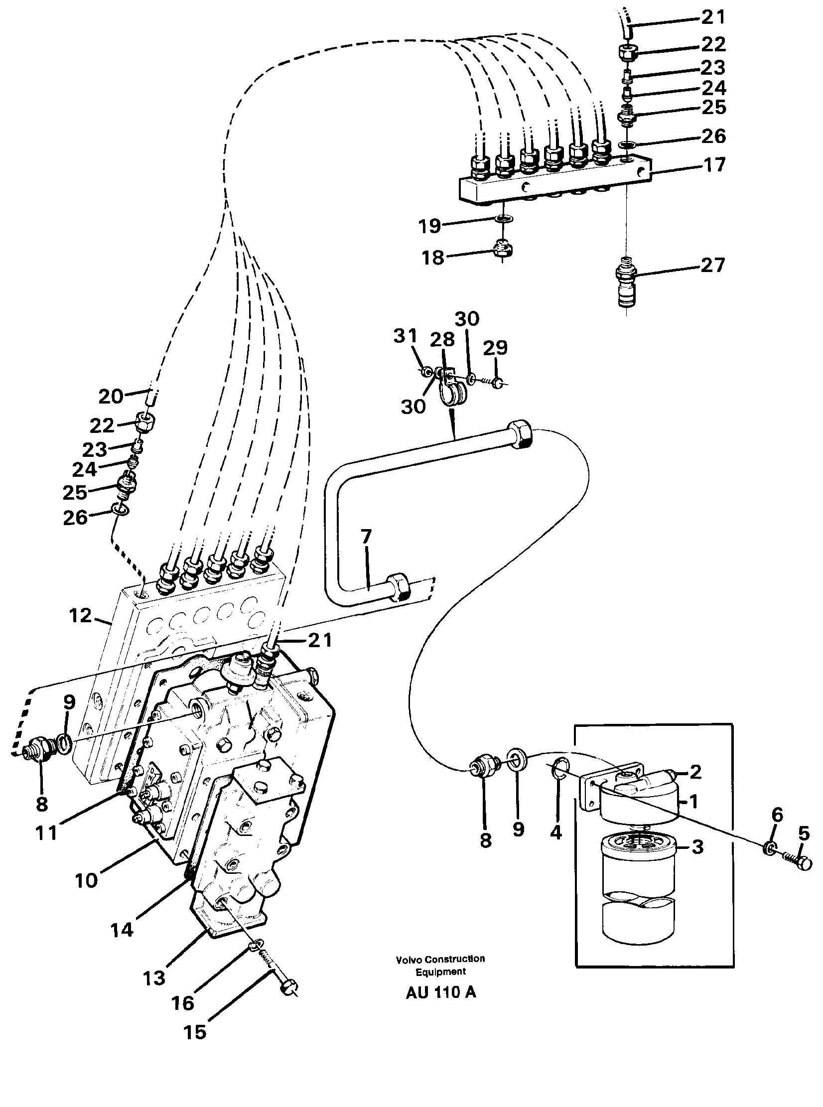 Oil filter and testing block — volvo parts diagram