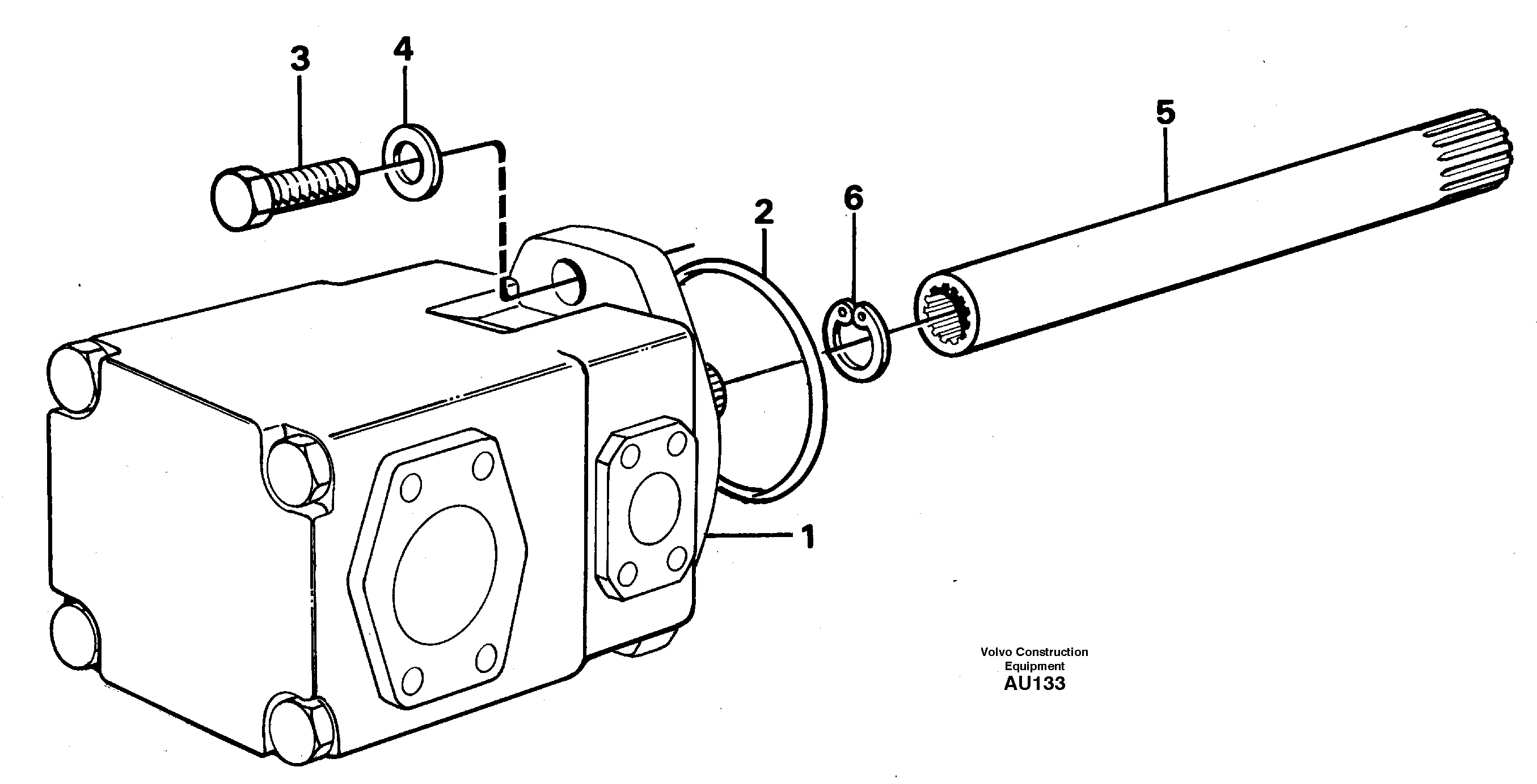 Hydraulic pump with fitting parts — volvo parts diagram