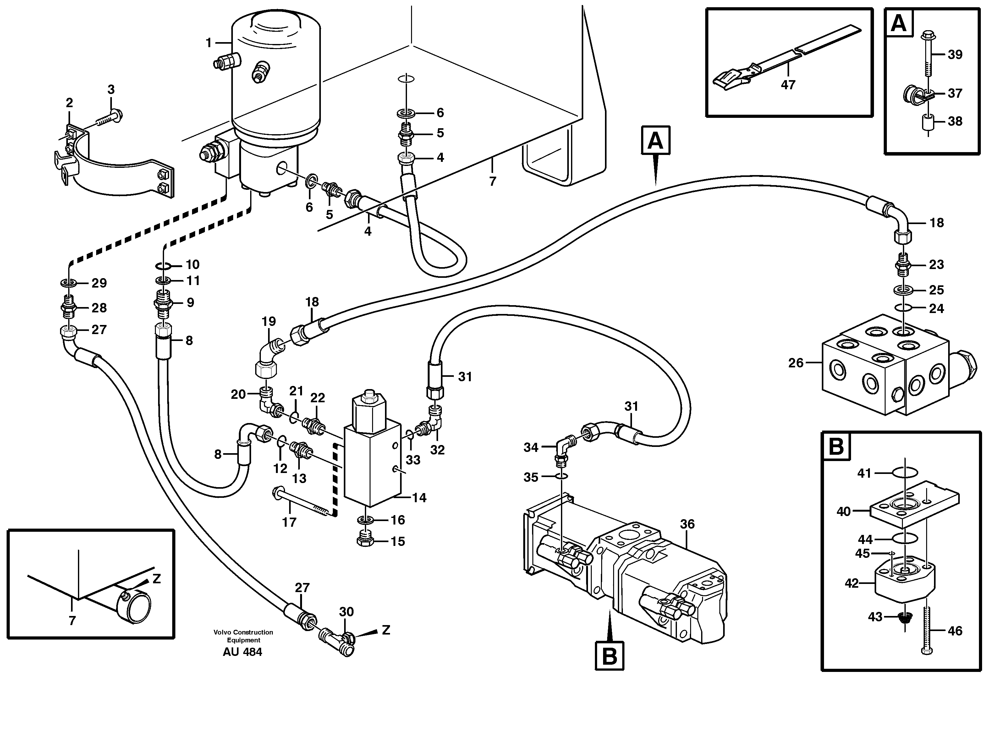 Secondary steering system.  93839 — volvo parts diagram