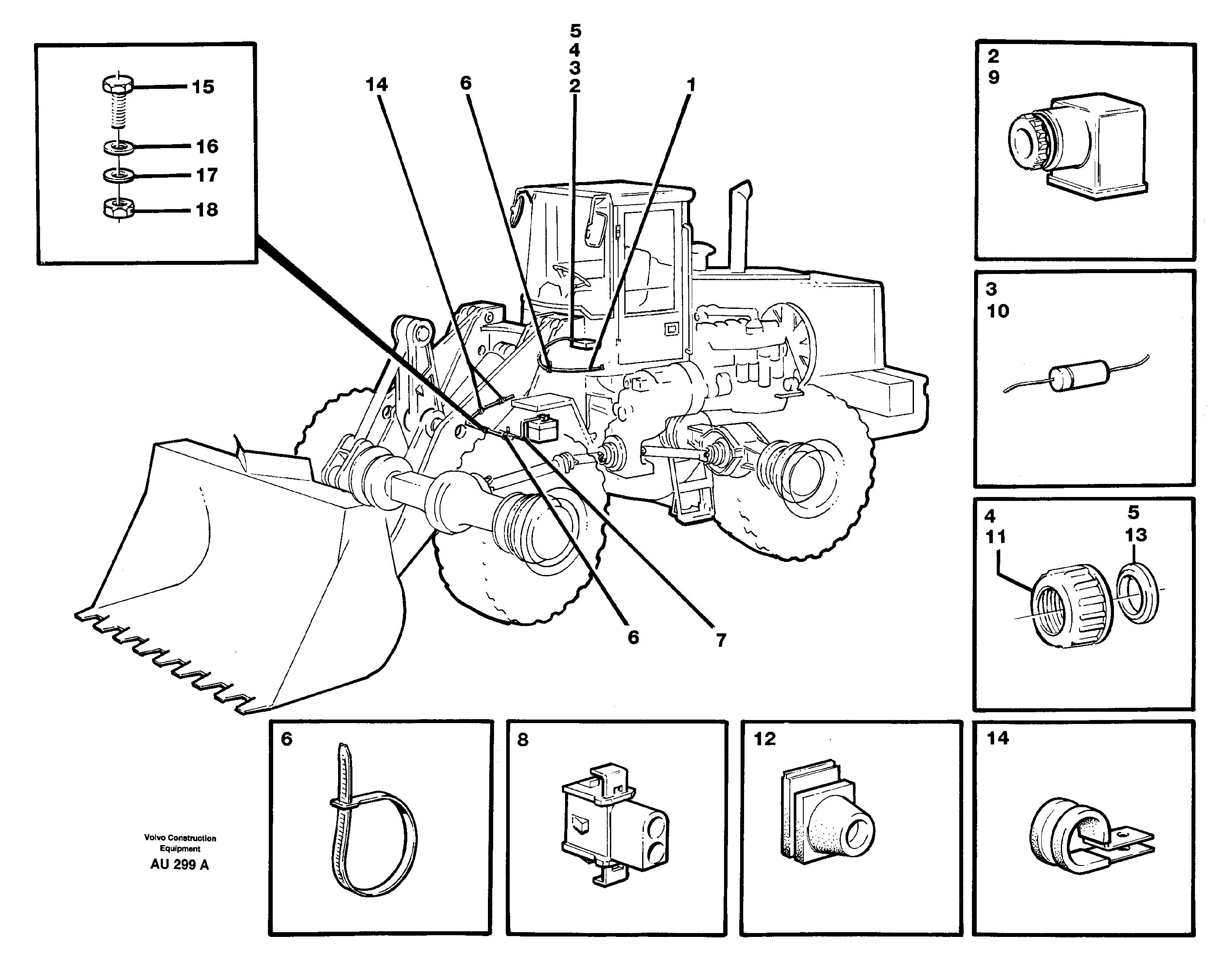 Cable harness for attachment bracket.  91718,  94657,  94658,  94659 — volvo parts diagram
