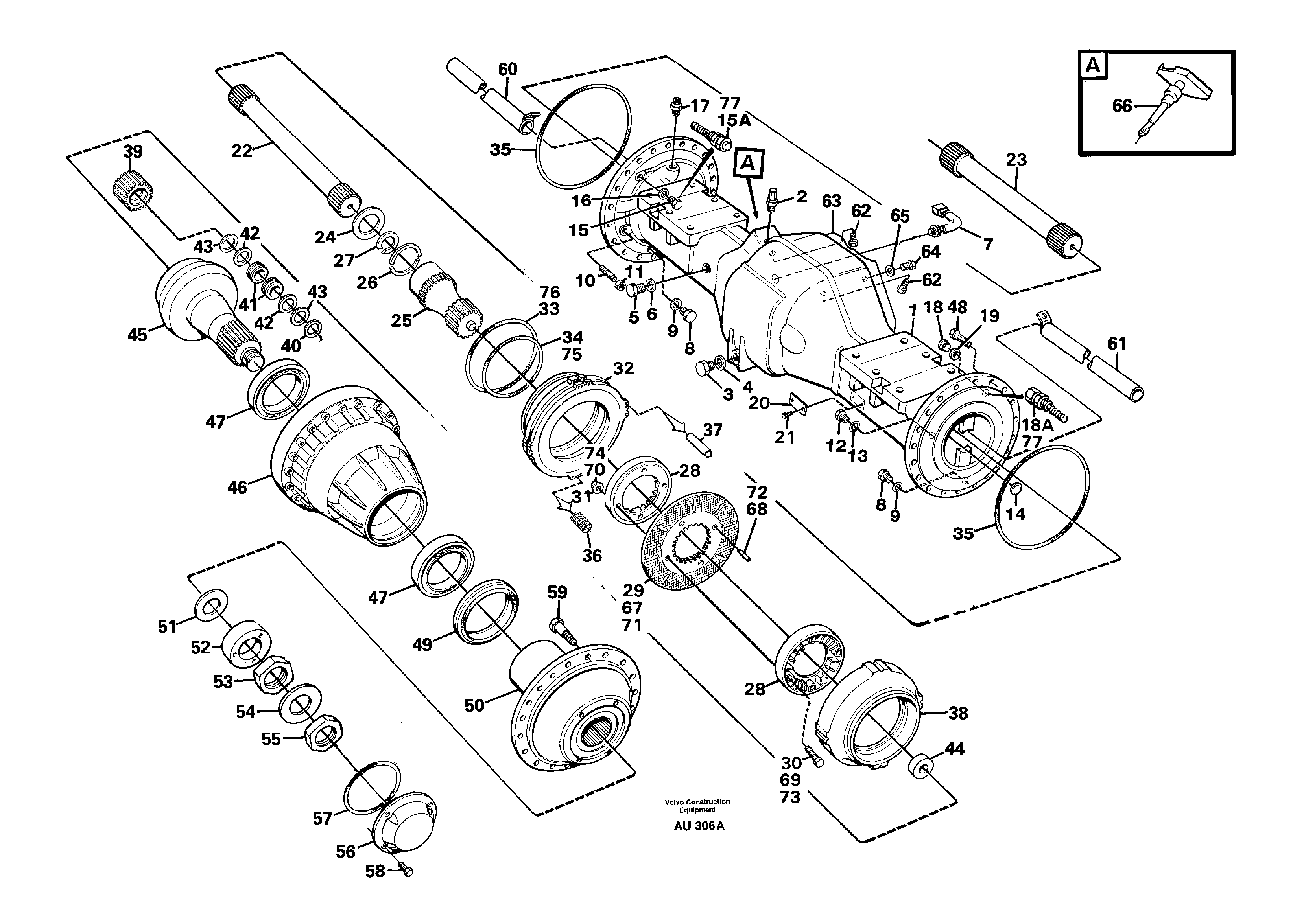 Planet shaft, front AWB40 — volvo parts diagram