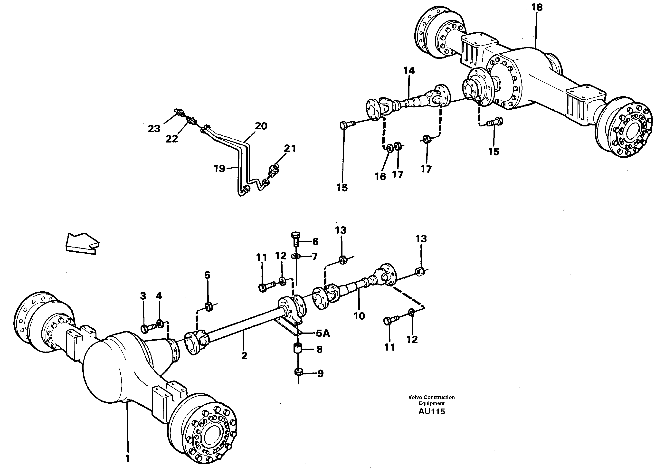 Propeller shafts with fitting parts — volvo parts diagram